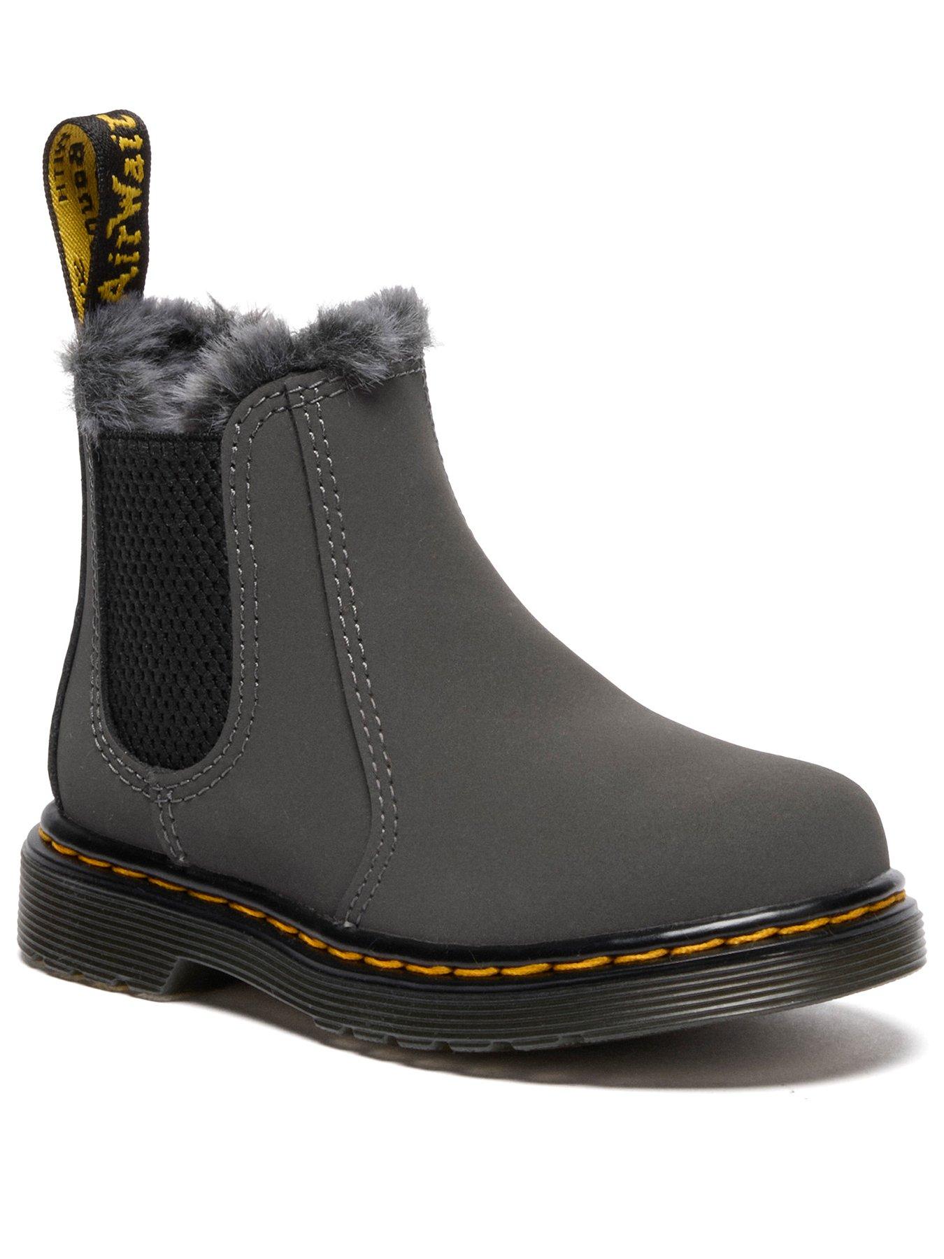 Image 2 of 7 of Dr Martens Toddler 2976 Leonore Faux Fur Lined Chelsea Boots - Grey