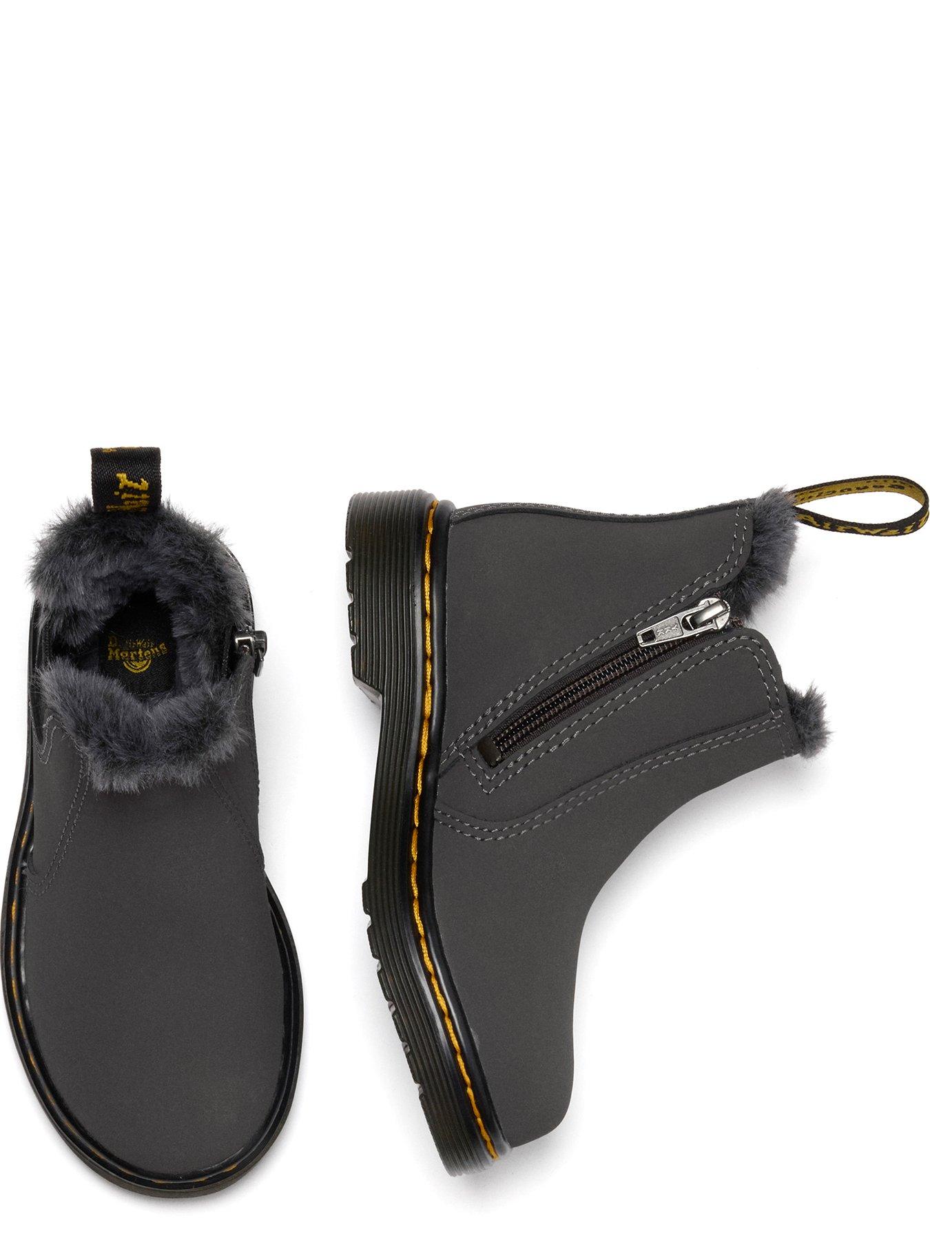Image 4 of 7 of Dr Martens Toddler 2976 Leonore Faux Fur Lined Chelsea Boots - Grey