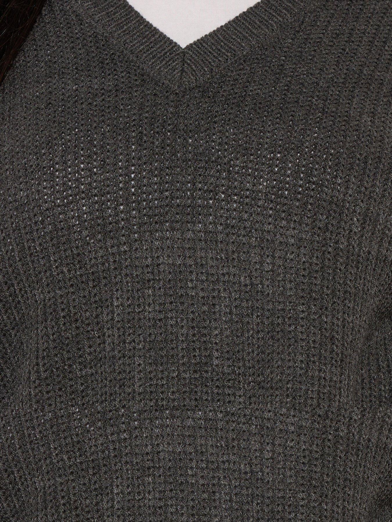 Image 4 of 5 of Yours Curve Drop Shoulder Jumper - Grey