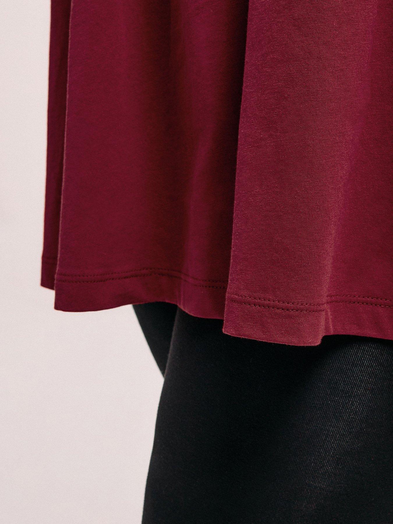 Image 4 of 5 of Yours Curve Short Sleeve Peplum Top - Burgundy Red