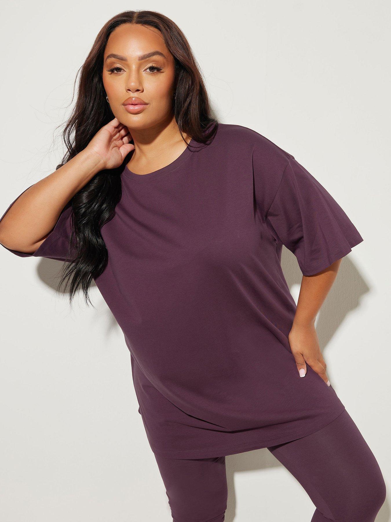 undefined Curve Relaxed Longline T-Shirt - Purple