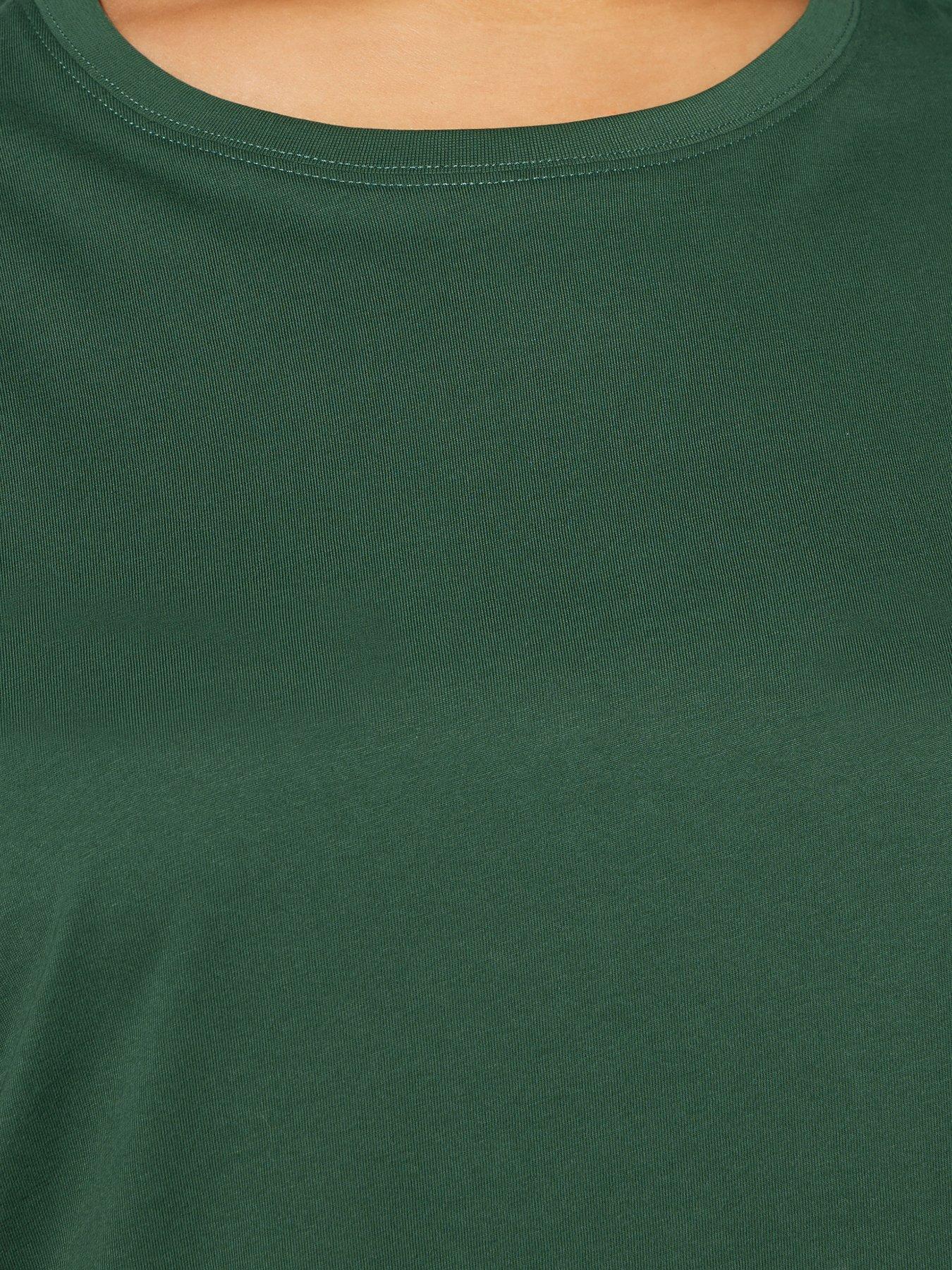 Image 4 of 4 of Yours Curve Relaxed Longline T-Shirt - Green