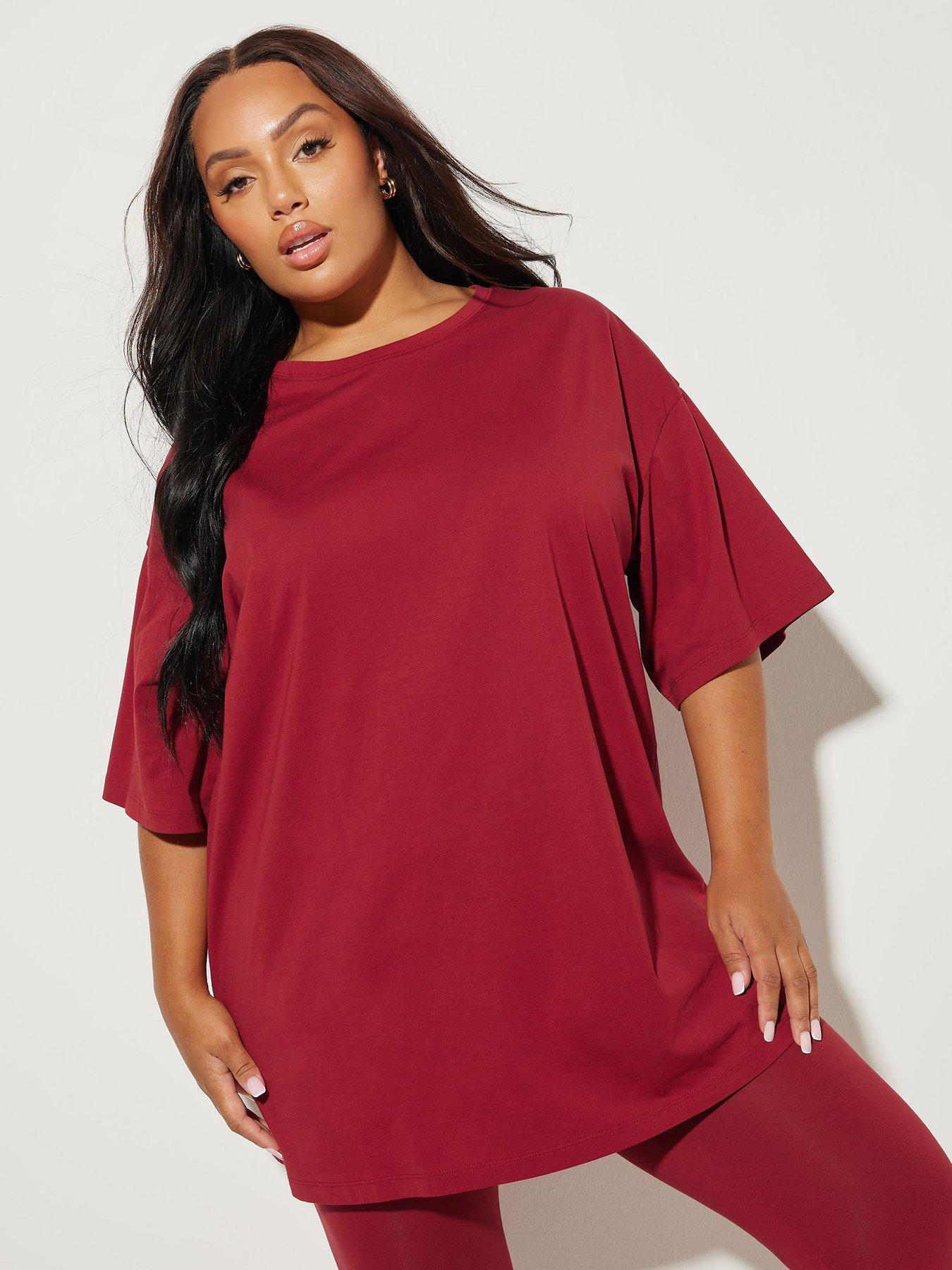 undefined Curve Relaxed Longline T-Shirt - Red