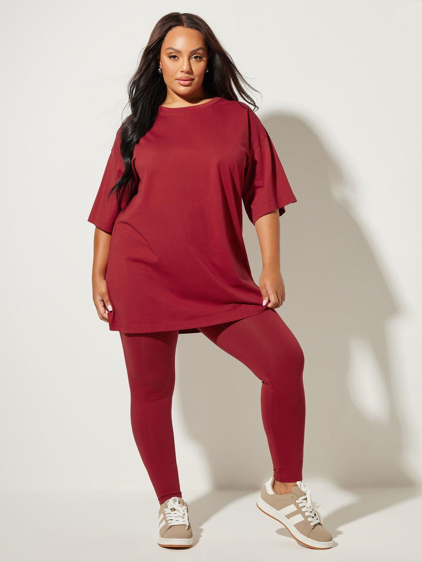 Image 3 of 3 of Yours Curve Relaxed Longline T-Shirt - Red