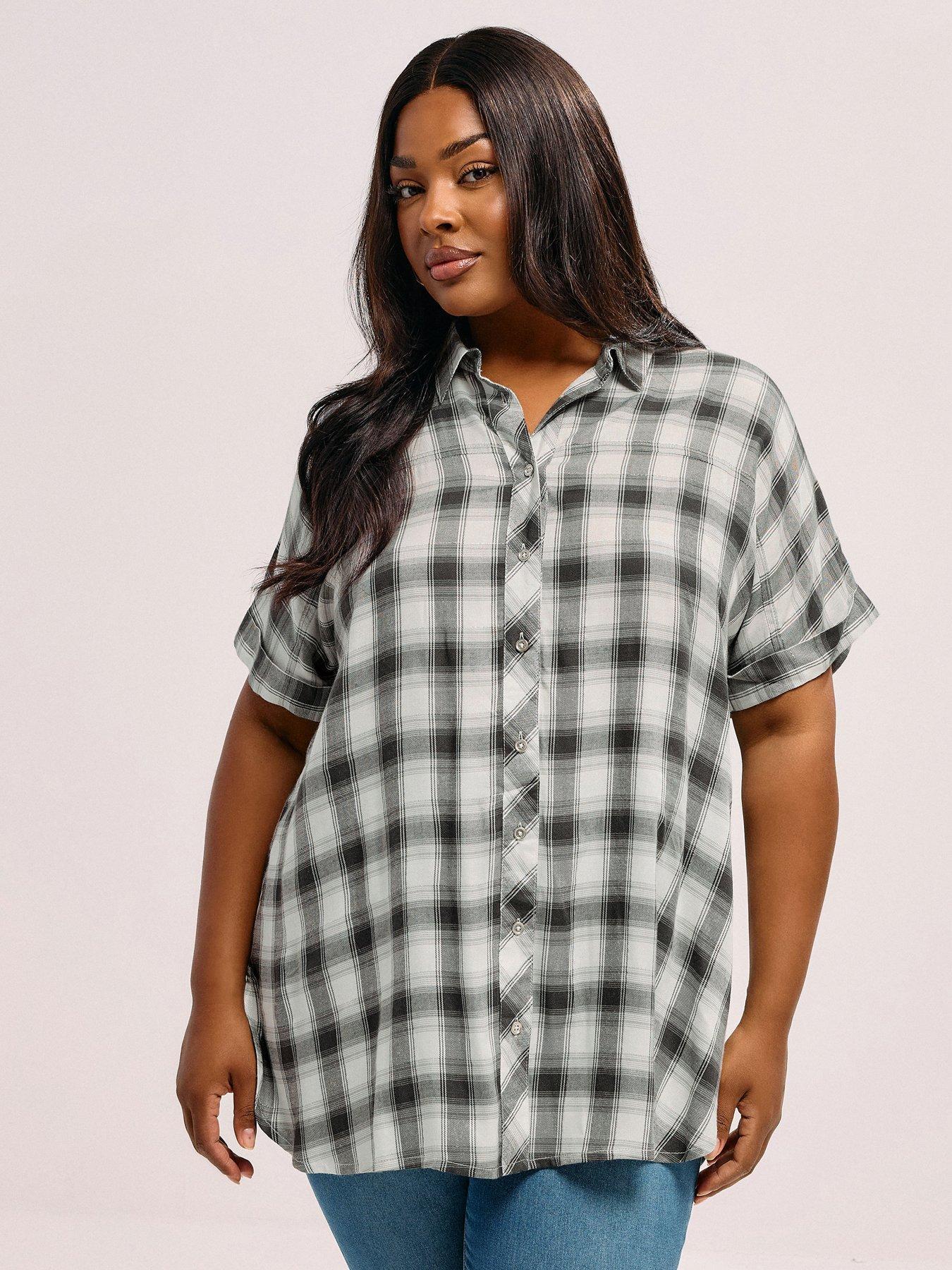 undefined Curve Short Sleeve Check Shirt - Black