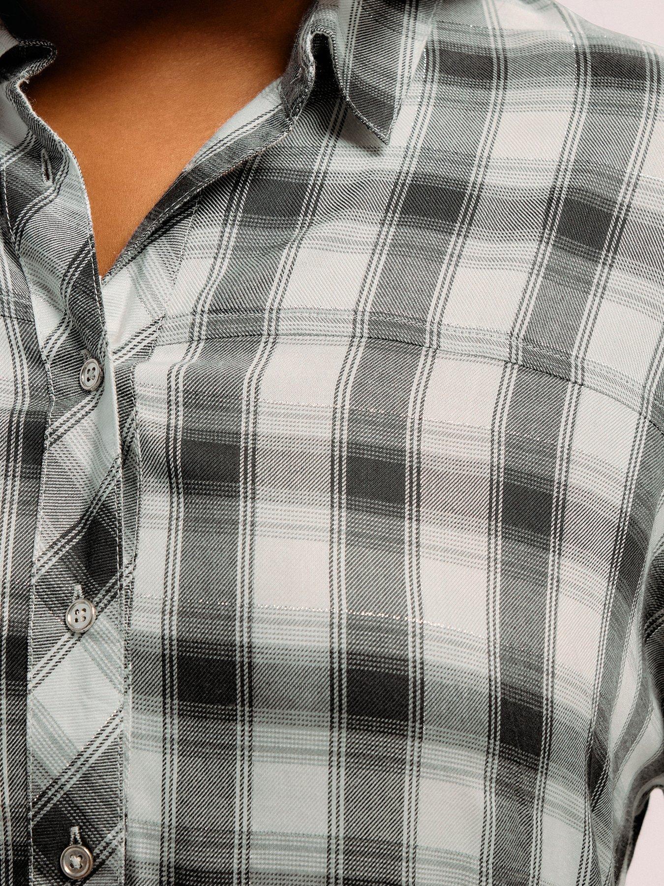 Image 4 of 4 of Yours Curve Short Sleeve Check Shirt - Black