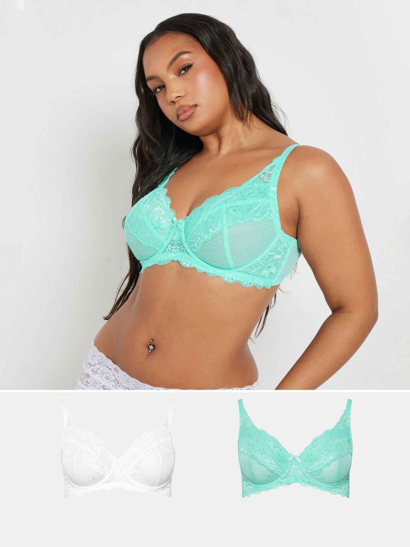  image of yours-curve-2-pack-lace-and-mesh-underwired-bra-multi