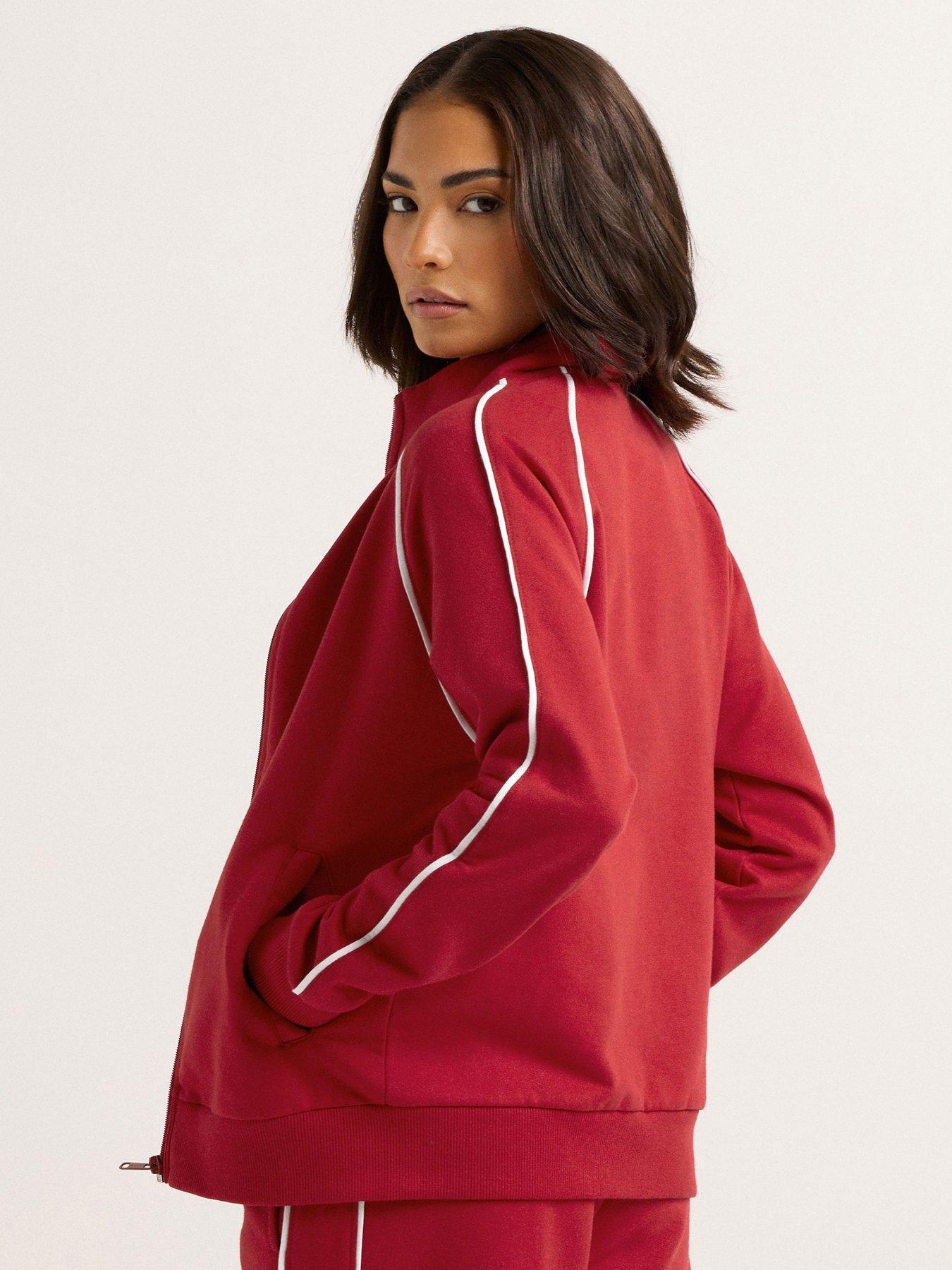 Image 2 of 4 of PixieGirl Petite Piping Zip Thru Sweatshirt - Red