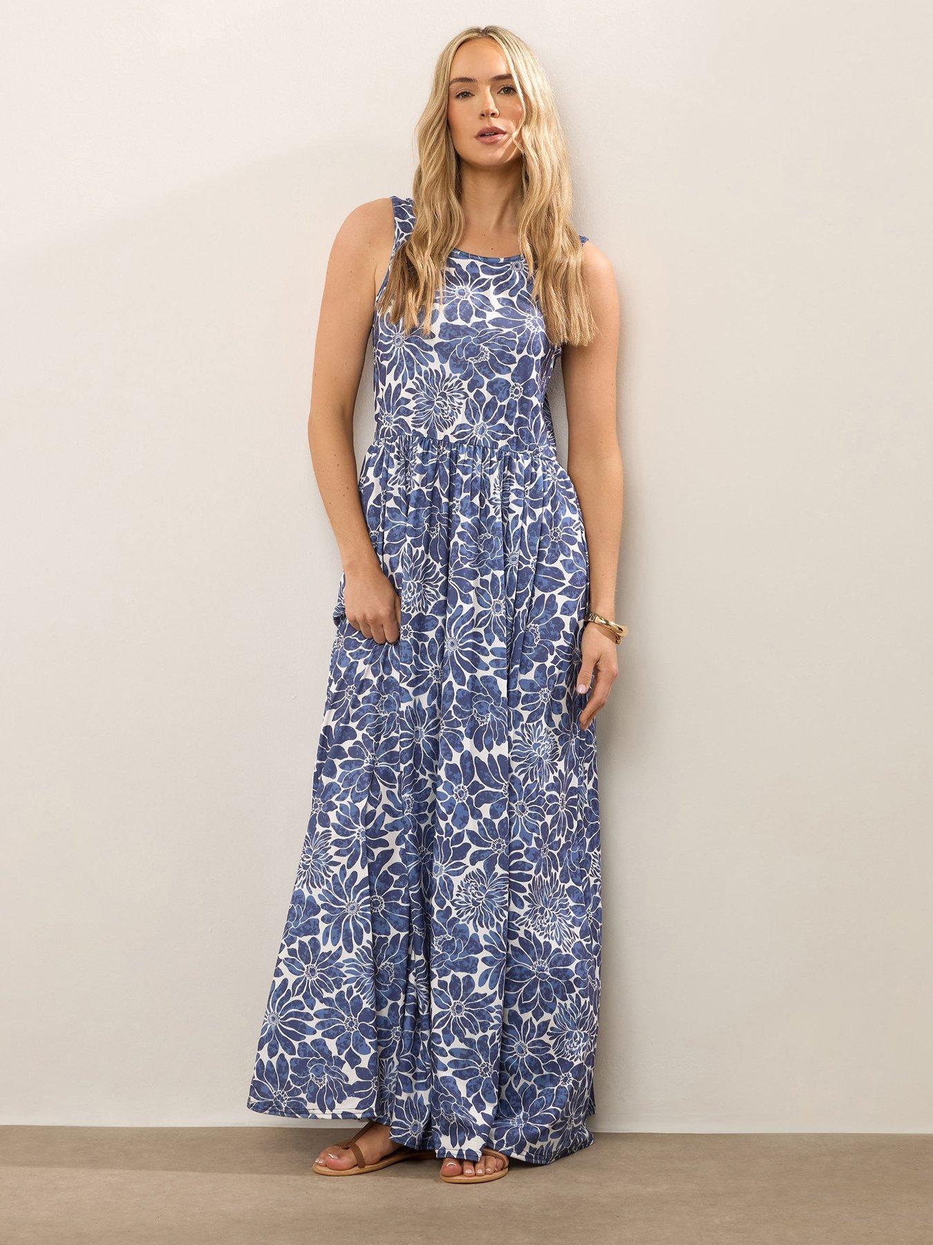 undefined Floral Sleeveless Maxi Dress - Blue