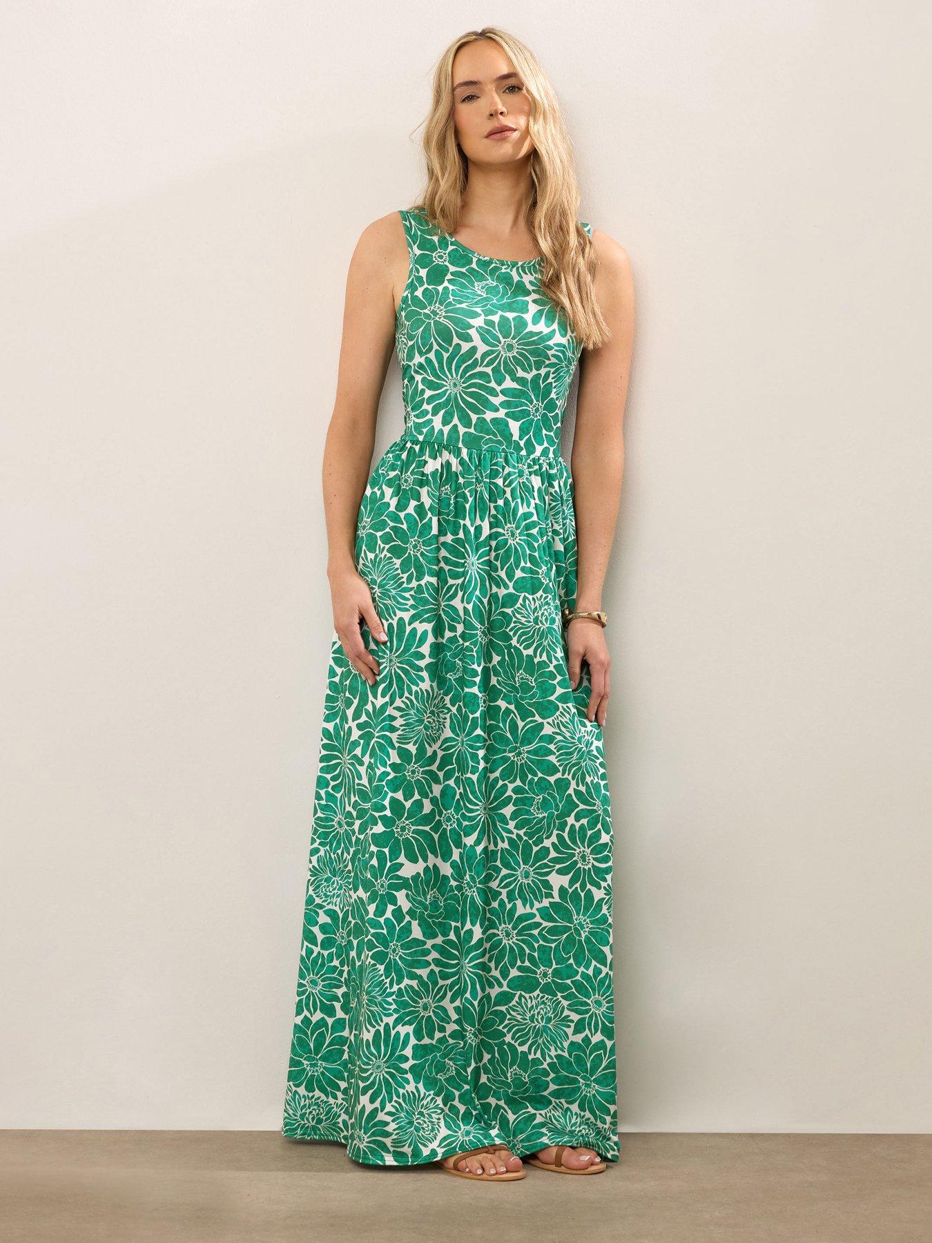undefined Floral Sleeveless Maxi Dress - Green