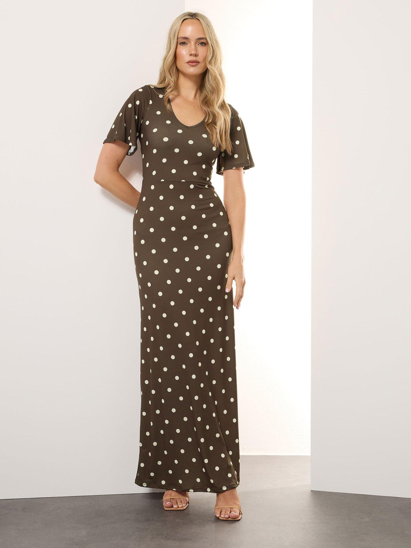 undefined Angel Sleeve Maxi Dress - Brown