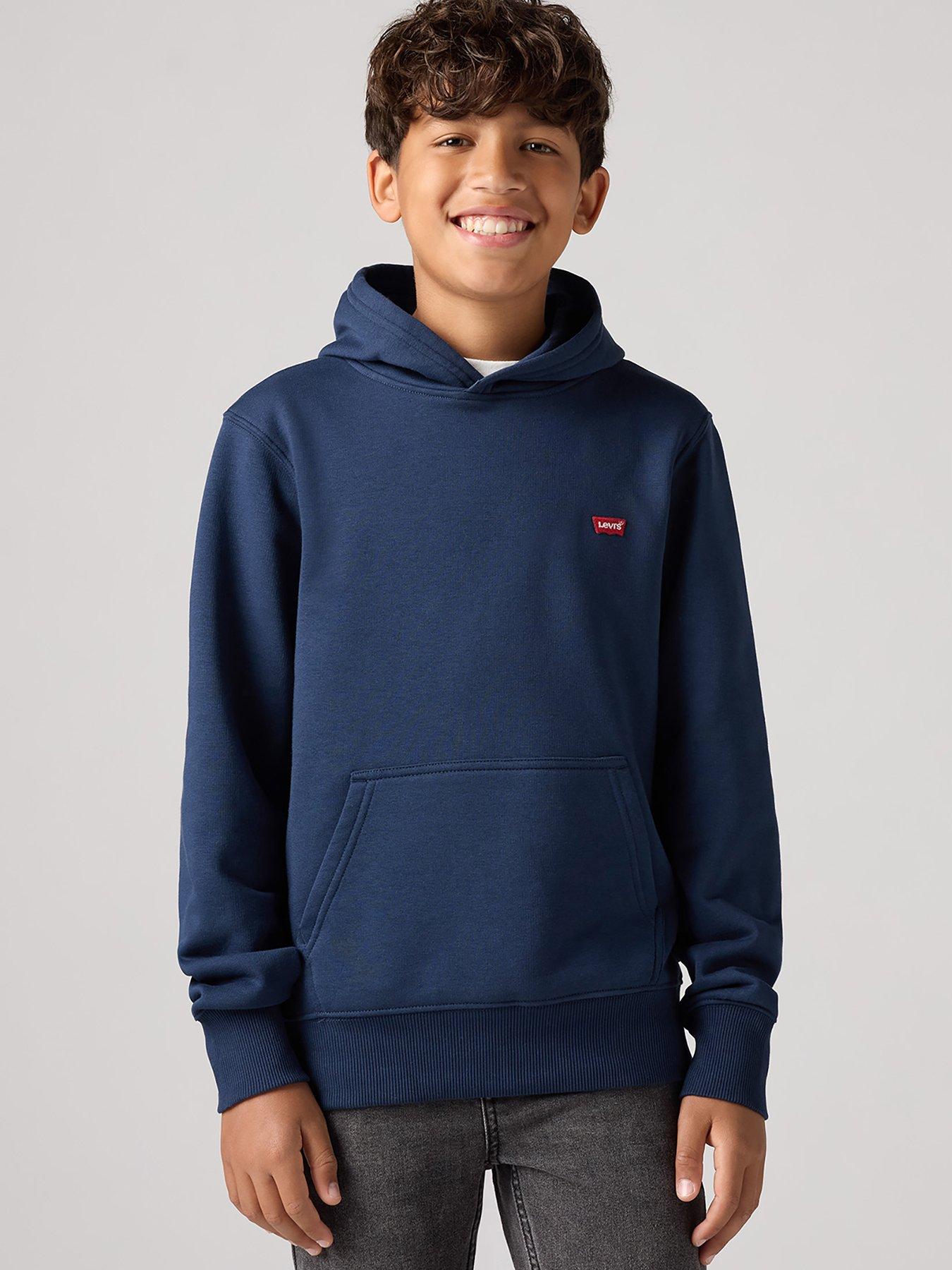 undefined Boys Batwing Chest Hit Pull Over Hoodie - Navy