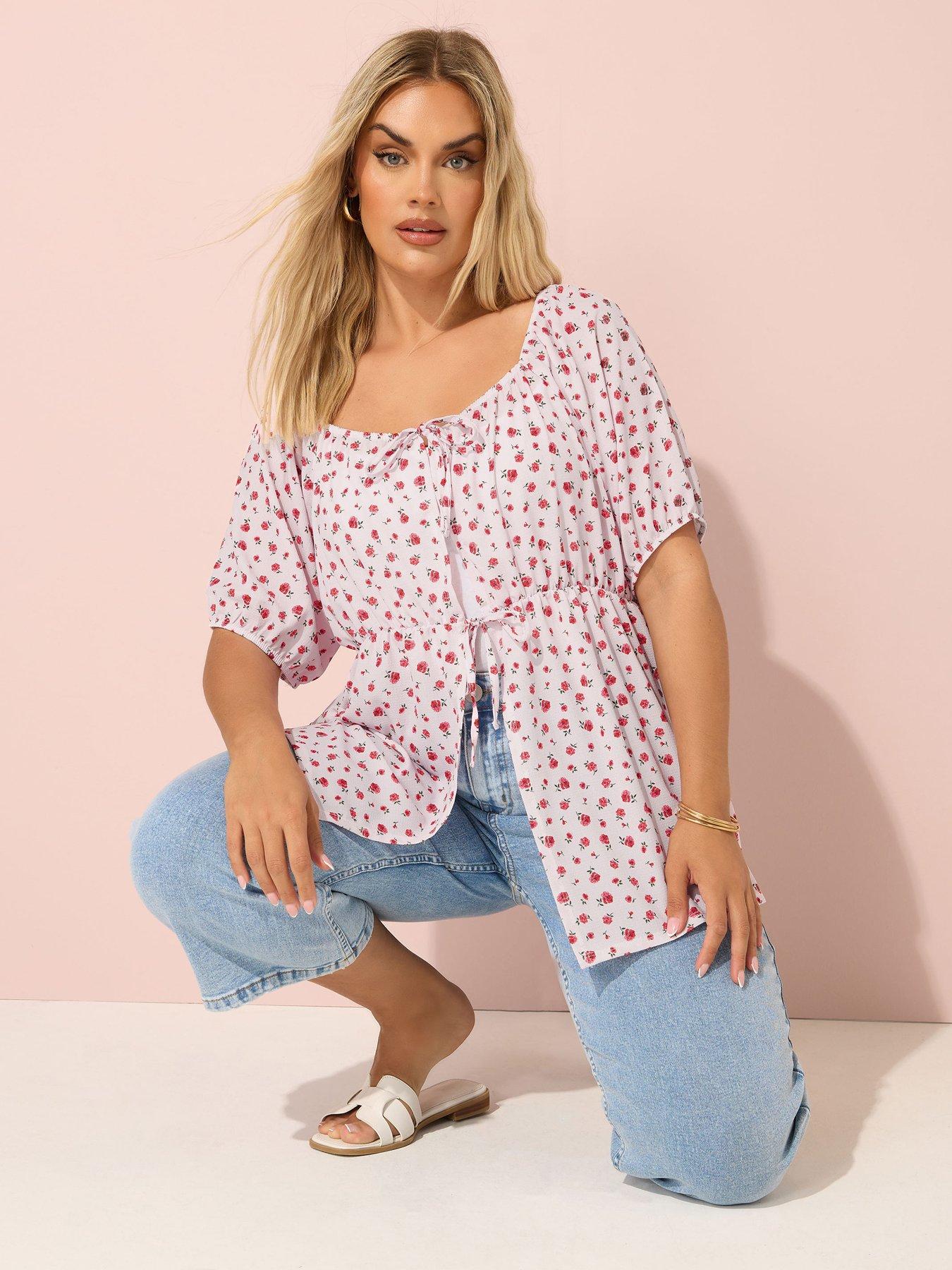 undefined Curve Tie Front Milkmaid Top - Pink