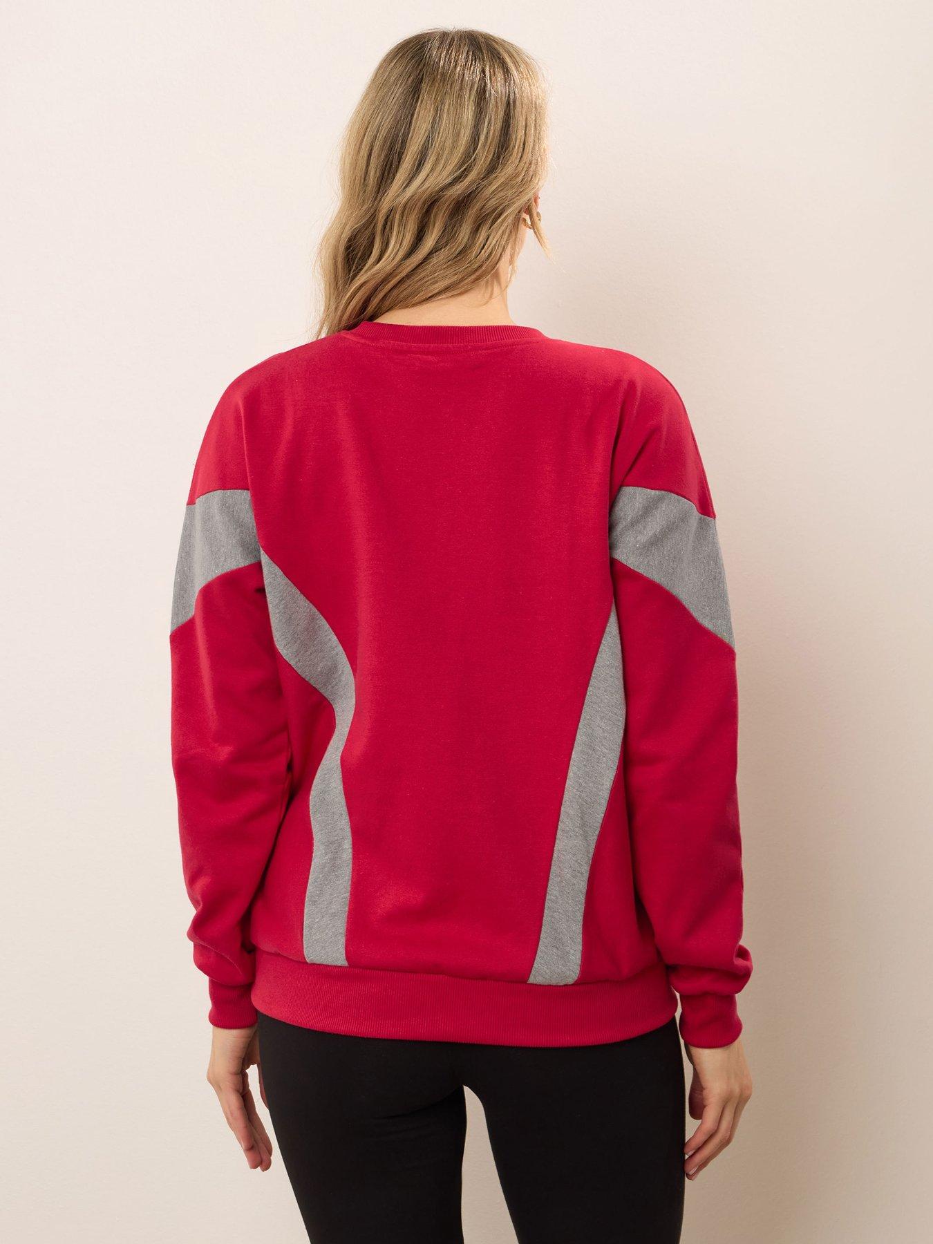 Image 2 of 4 of Long Tall Sally Colour Block Sweatshirt - Red