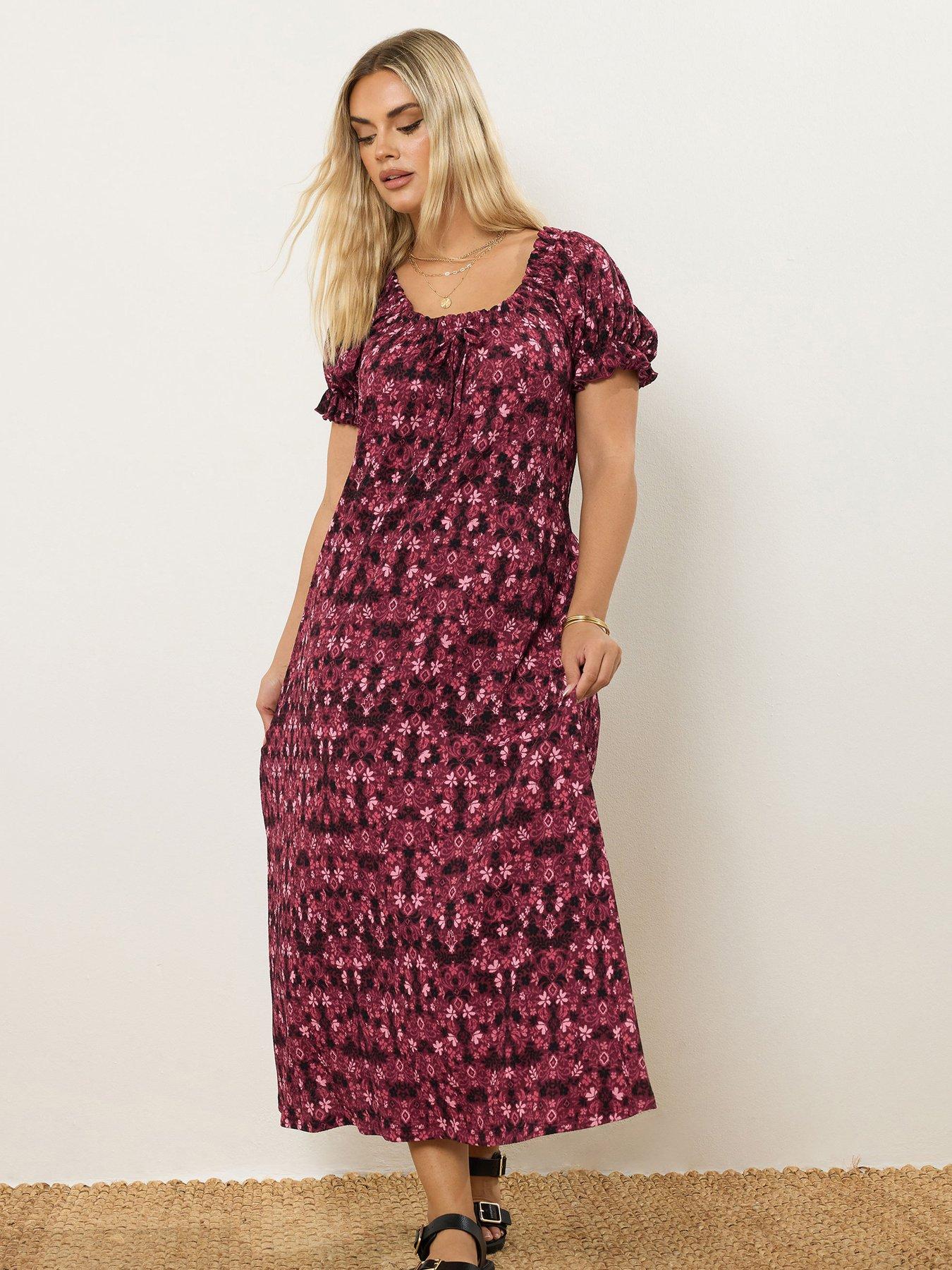 undefined Curve Frill A Line Textured Dress - Pink