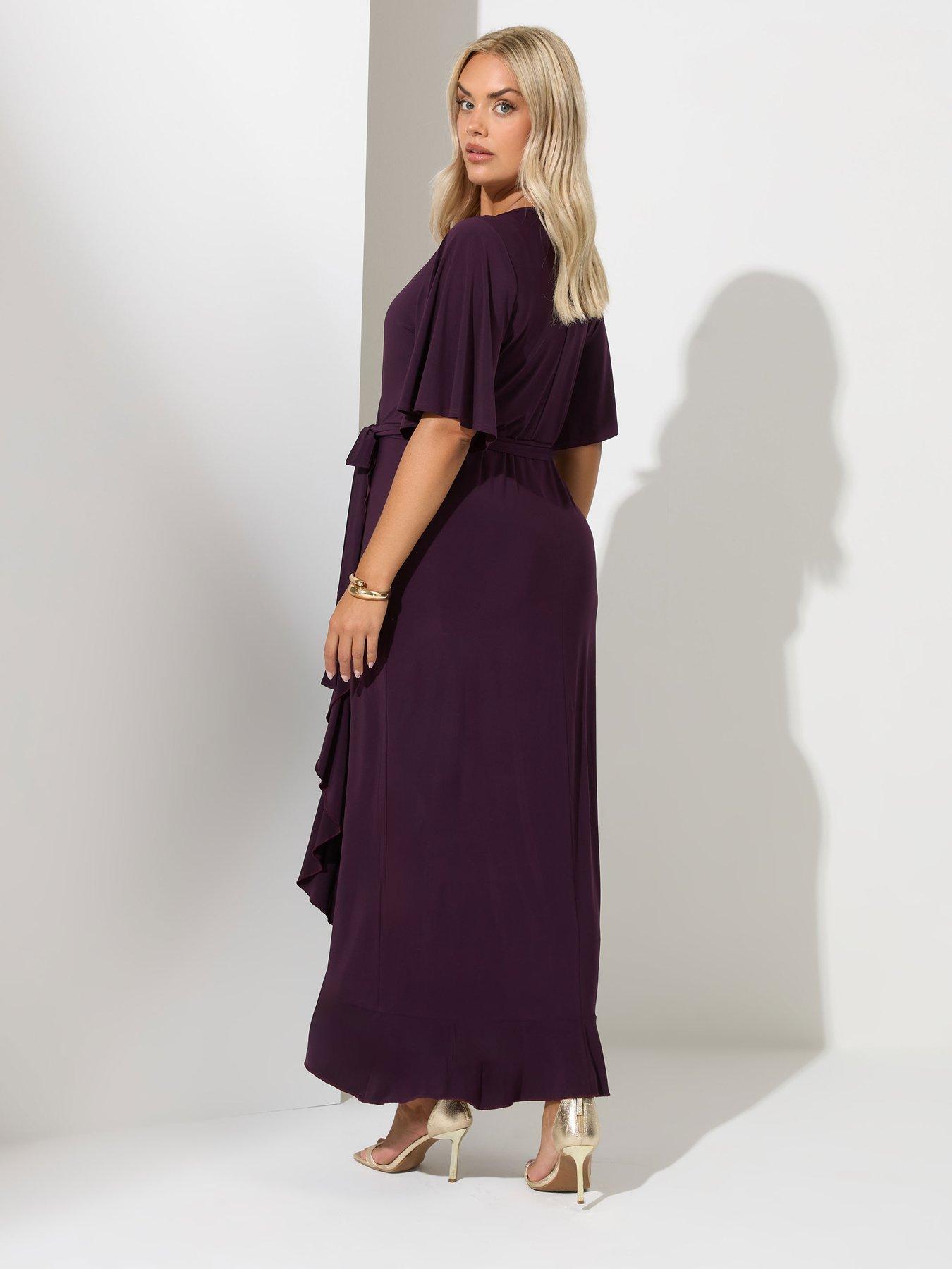  image of yours-curve-ruffle-hem-wrap-dress-purple