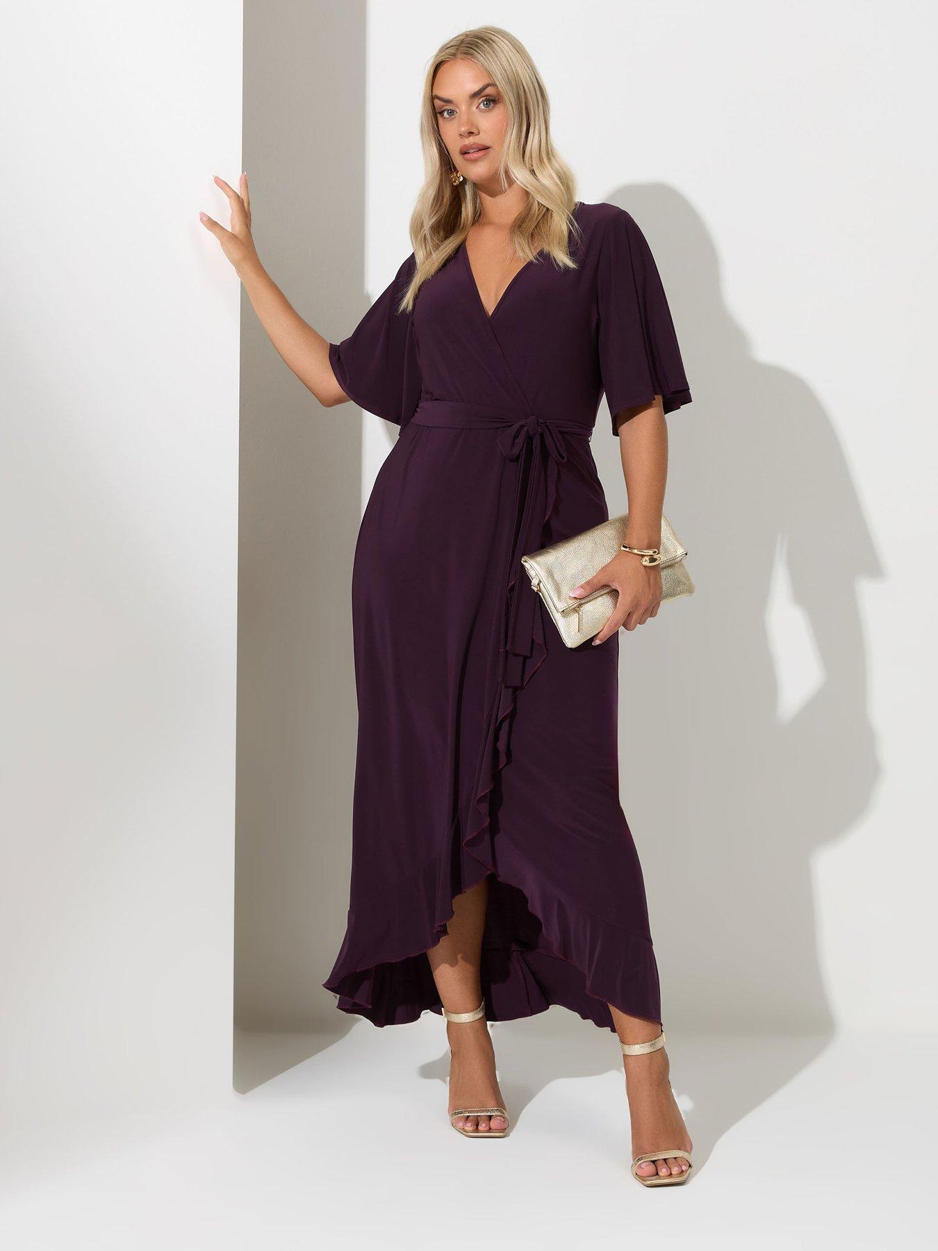  image of yours-curve-ruffle-hem-wrap-dress-purple