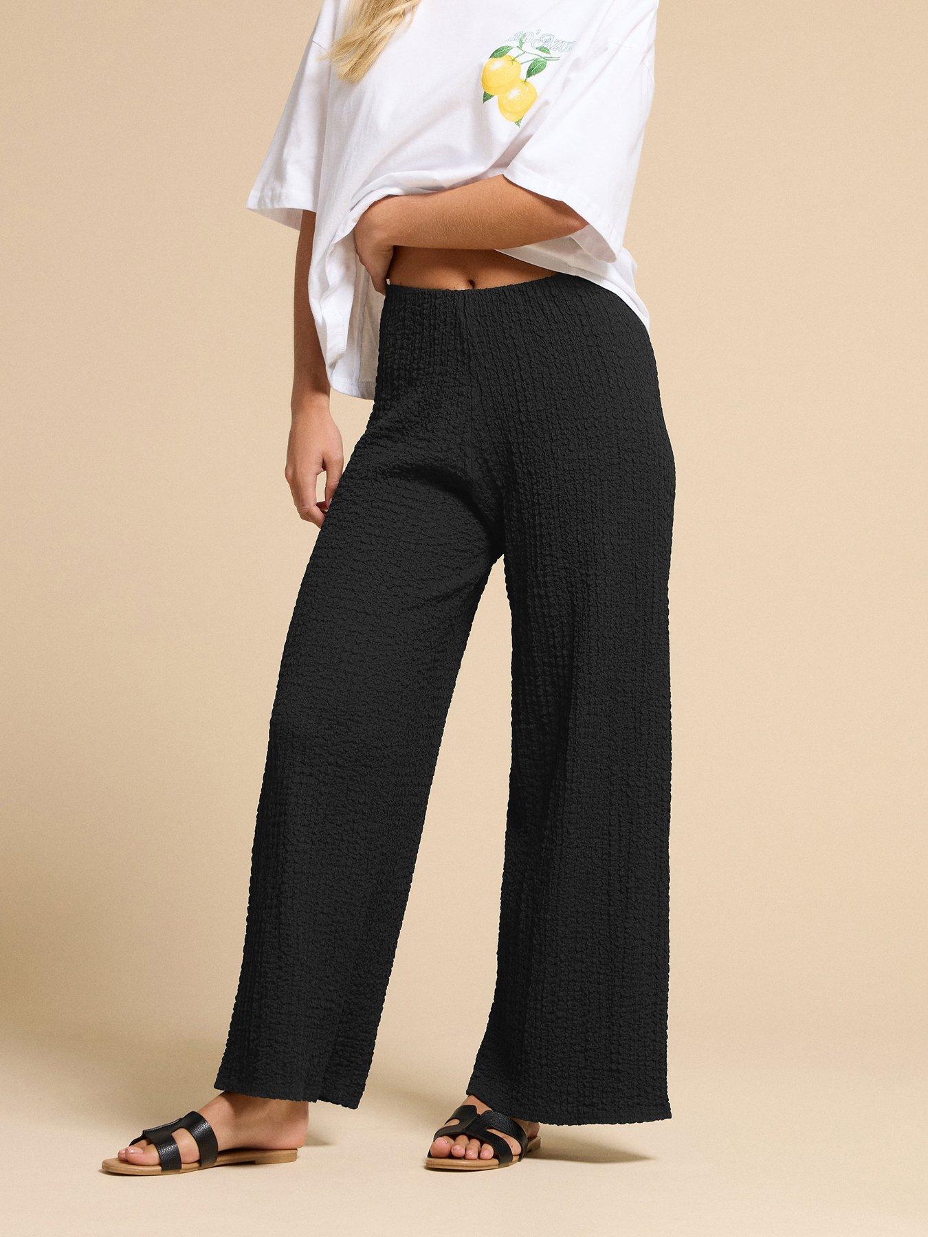 undefined Petite Textured Wide Leg Trouser