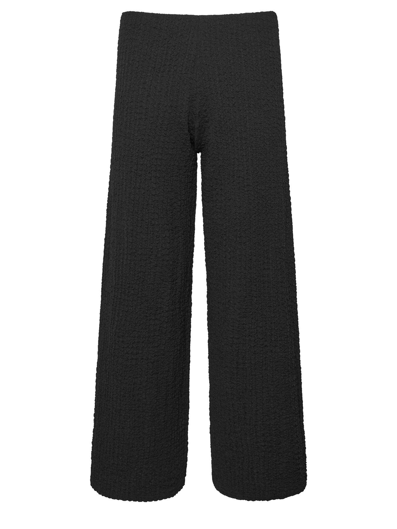Image 5 of 5 of PixieGirl Petite Textured Wide Leg Trouser - Black