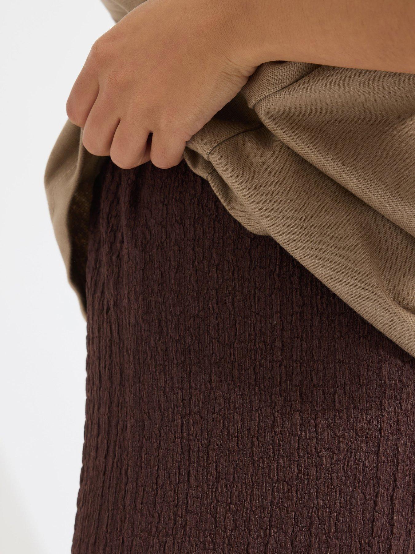 Image 4 of 4 of PixieGirl Petite Textured Wide Leg Trouser - Brown