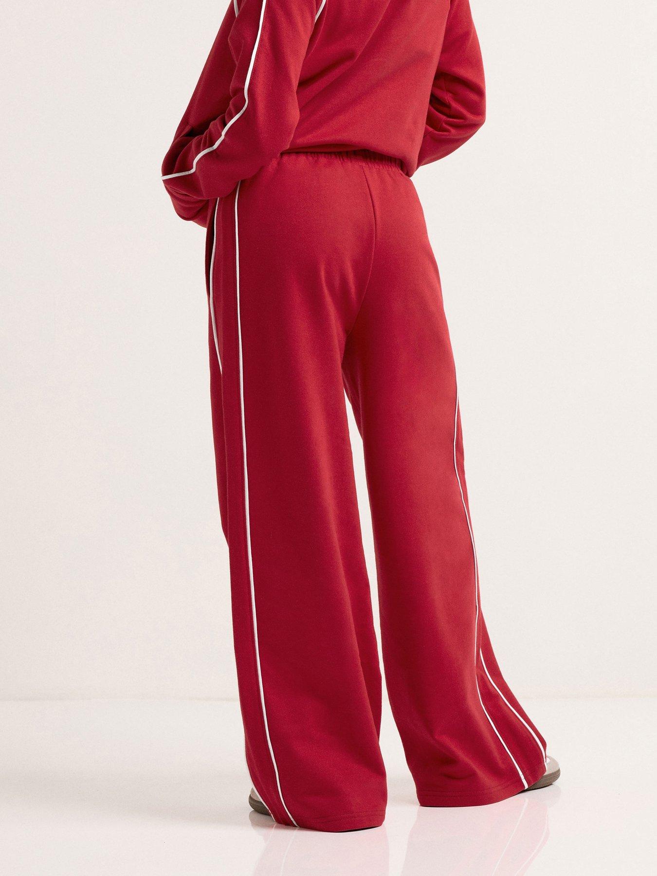Image 2 of 4 of PixieGirl Petite Contrast Piping Wide Leg Jogger - Red