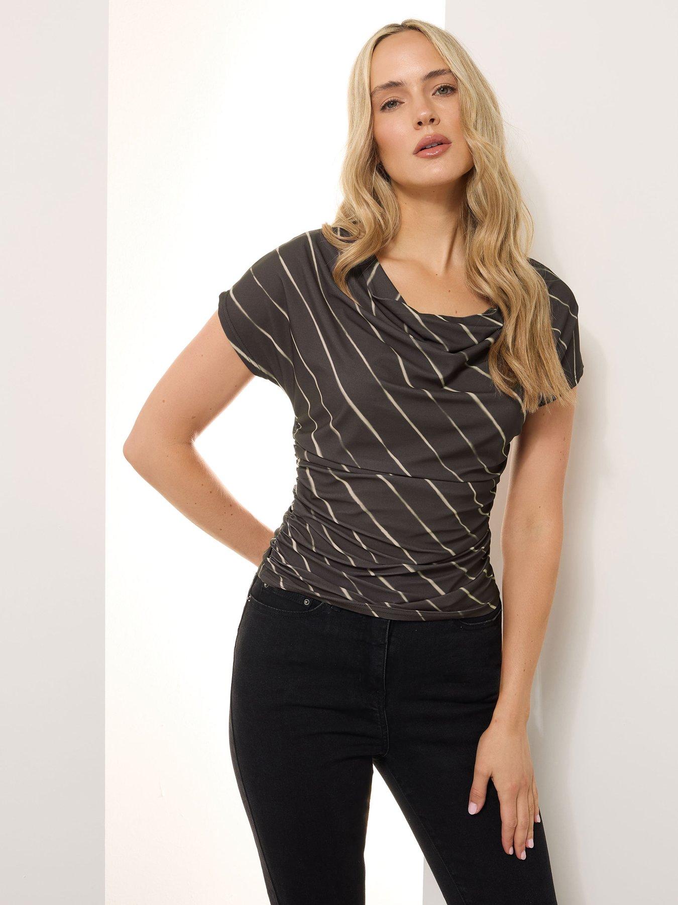 undefined Stripe Cowl Top - Natural