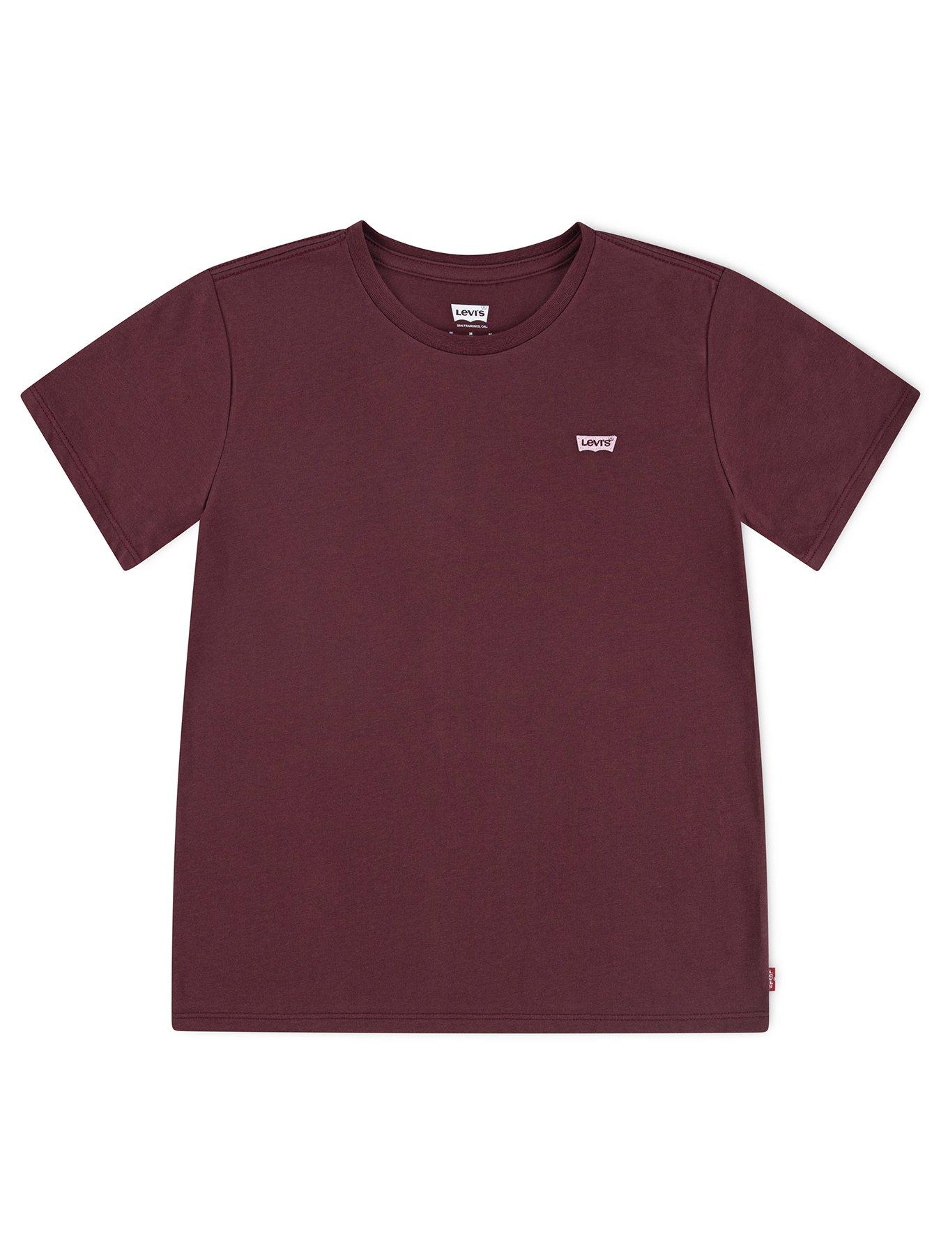 undefined Girls Batwing Chest Hit Short Sleeve T-shirt - Dark Red