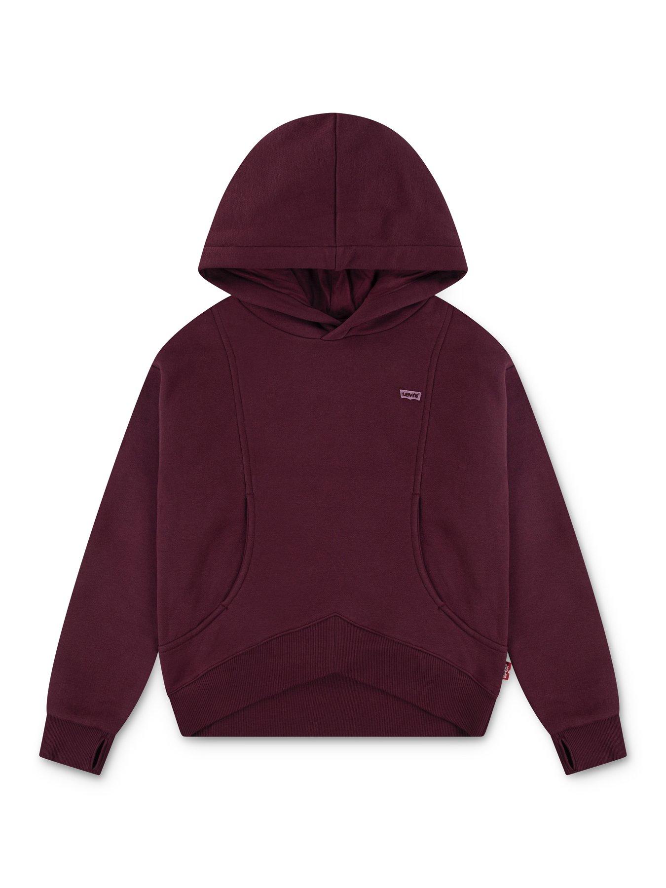 undefined Girls Batwing Patch Hoodie - Dark Red