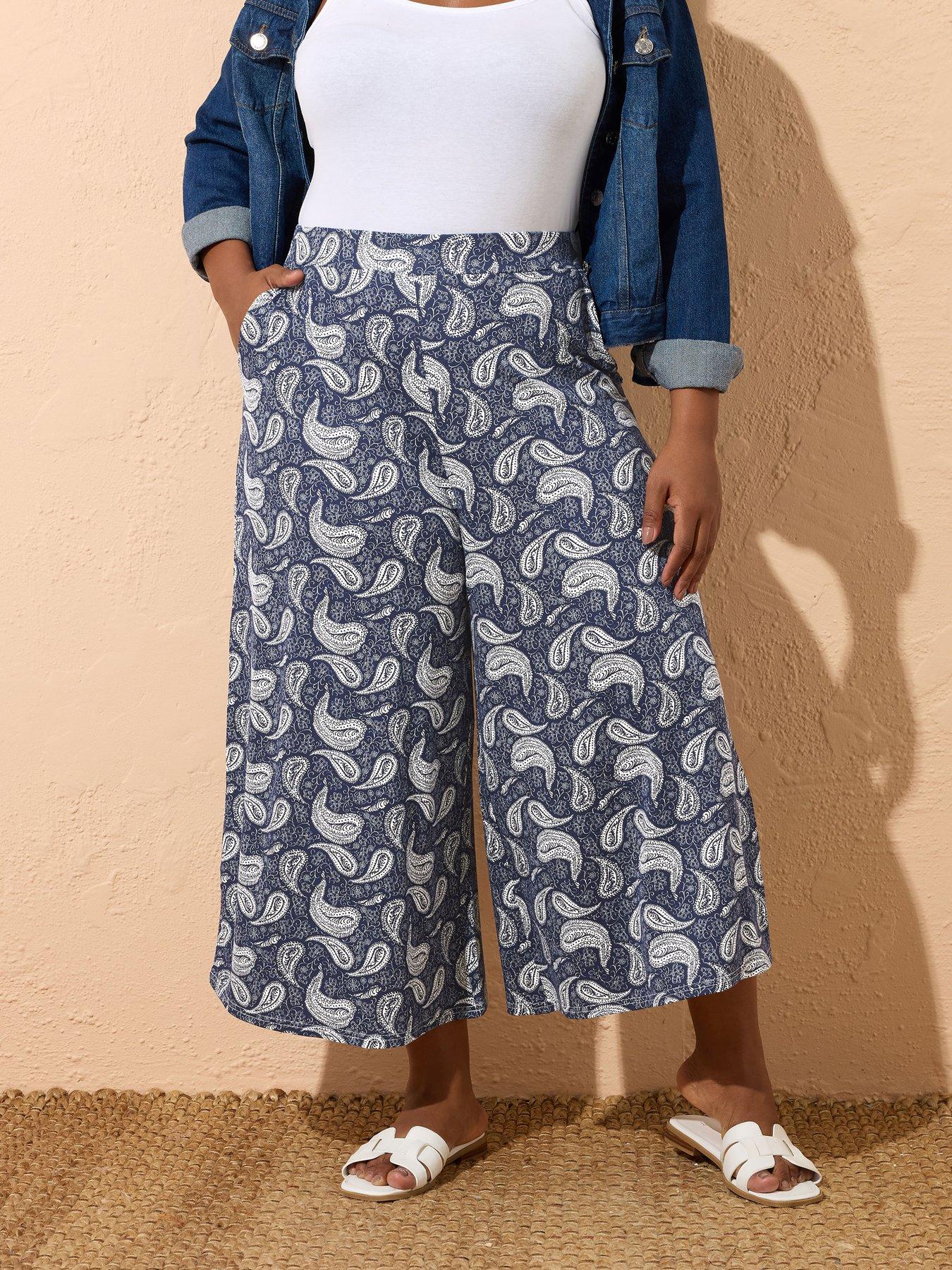 Yours Curve Paisley Midaxi Culottes - Blue