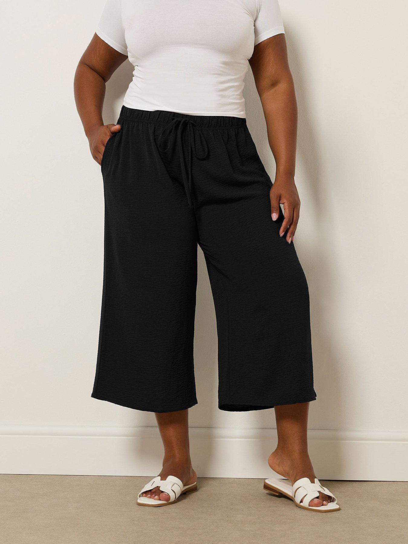 undefined Curve Washed Twill Culottes - Black