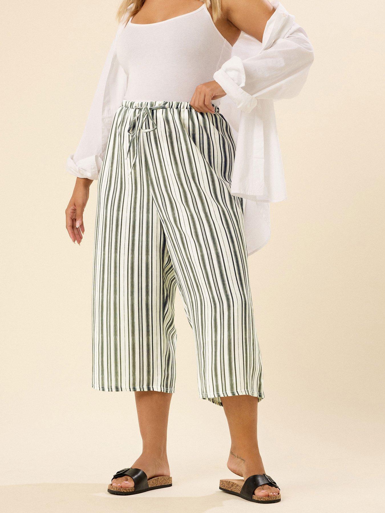 undefined Curve Linen Look Culotte - Green