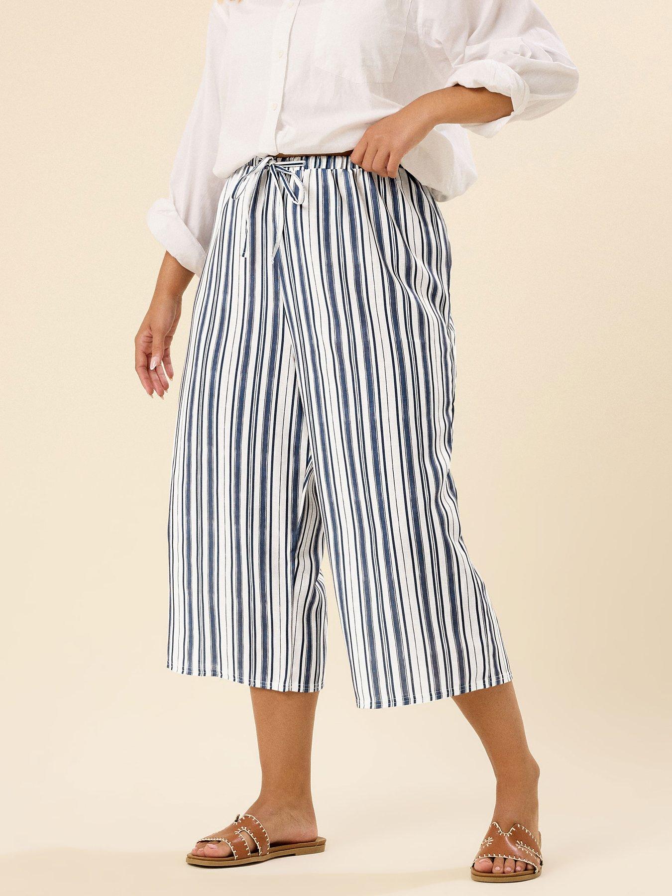 undefined Curve Linen Look Culotte - Blue