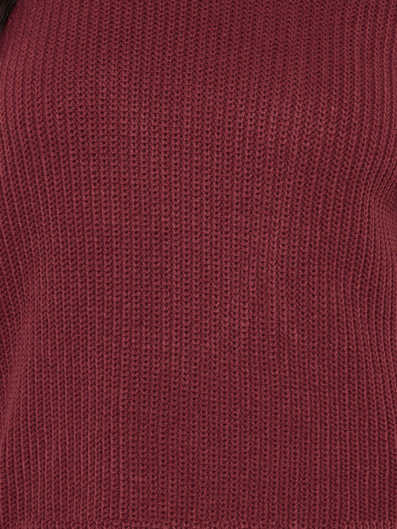 Image 4 of 5 of Yours Curve Drop Shoulder Jumper - Burgundy Red