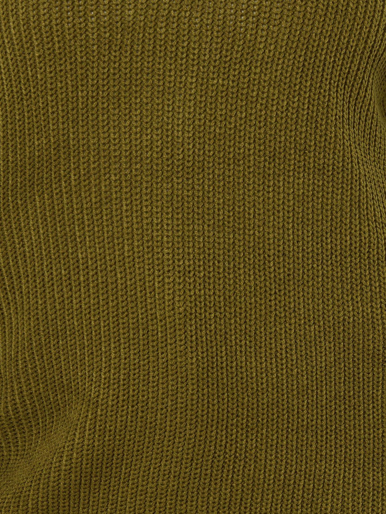 Image 4 of 5 of Yours Curve Drop Shoulder Jumper - Olive Green