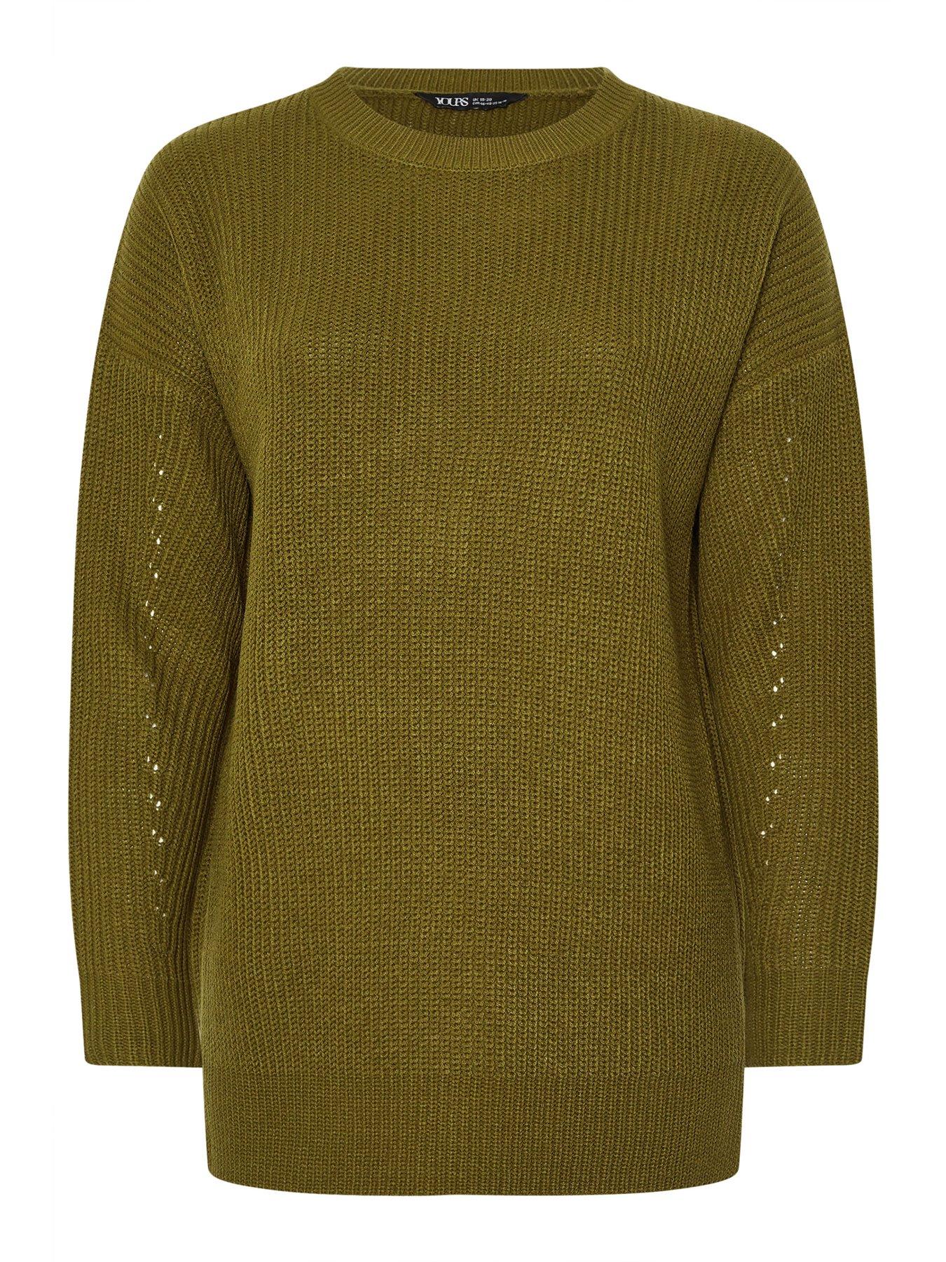 Image 5 of 5 of Yours Curve Drop Shoulder Jumper - Olive Green
