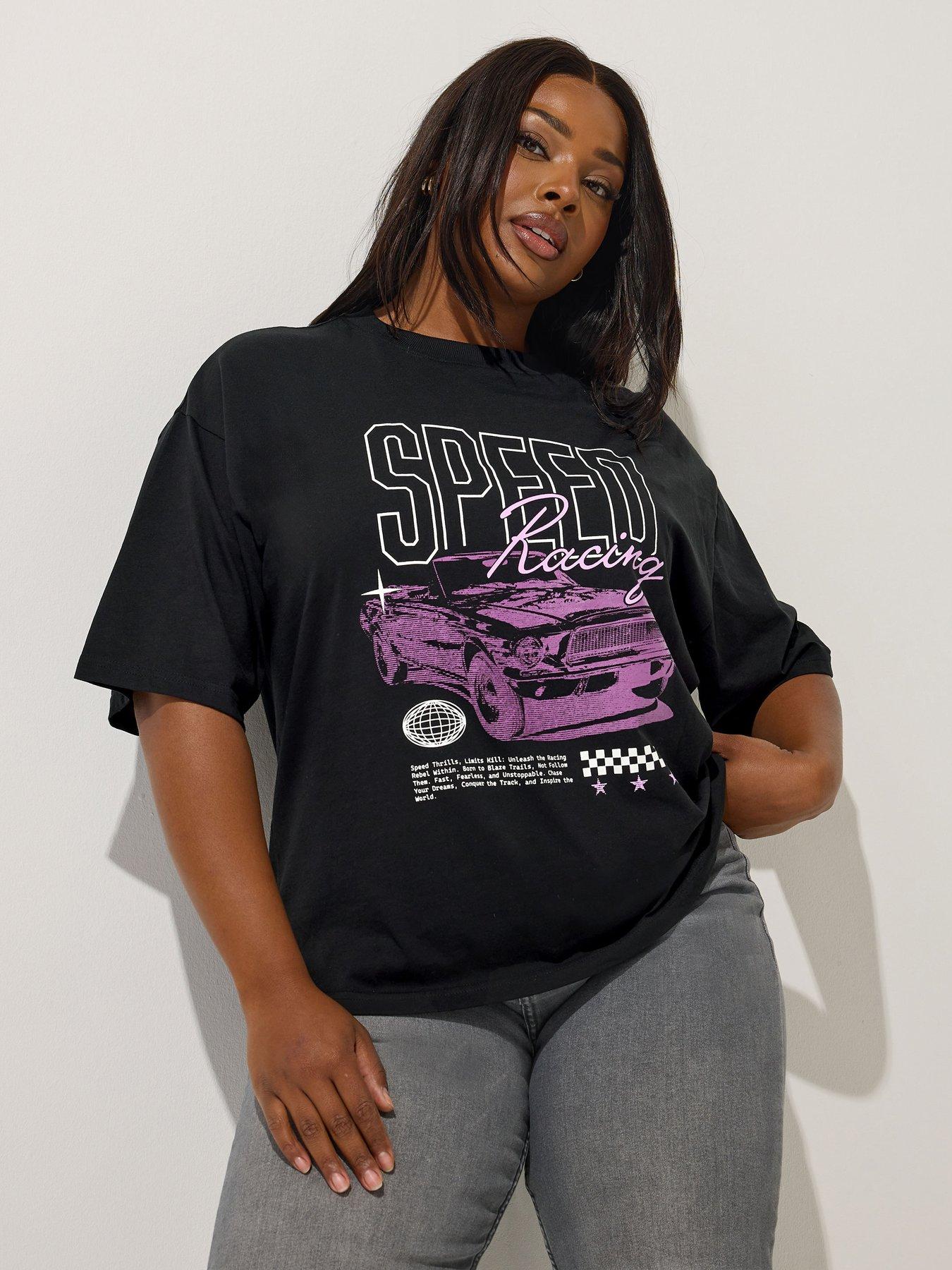 Yours Curve Motor Sports T-Shirt - Black