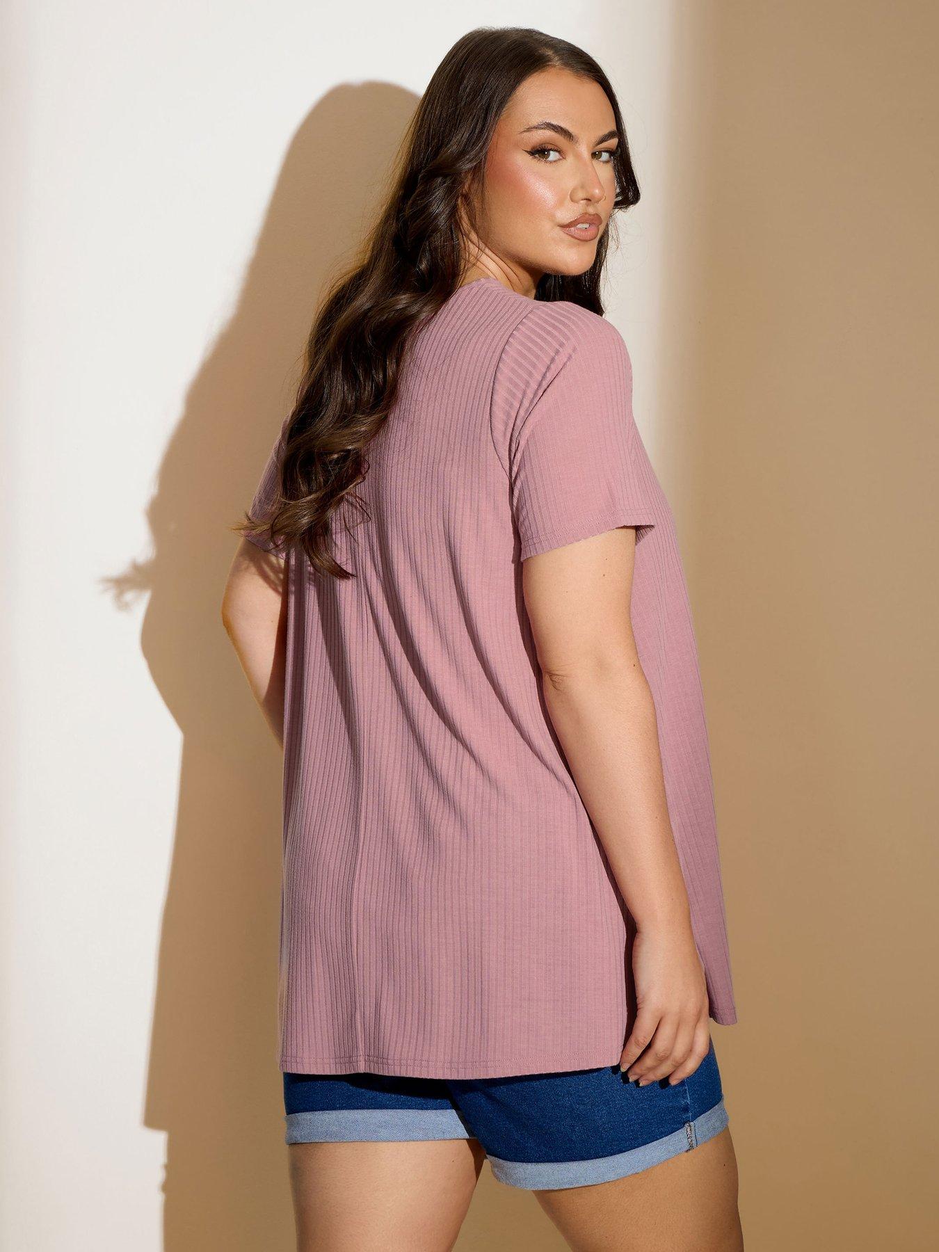  image of yours-curve-rib-swing-t-shirt-pink