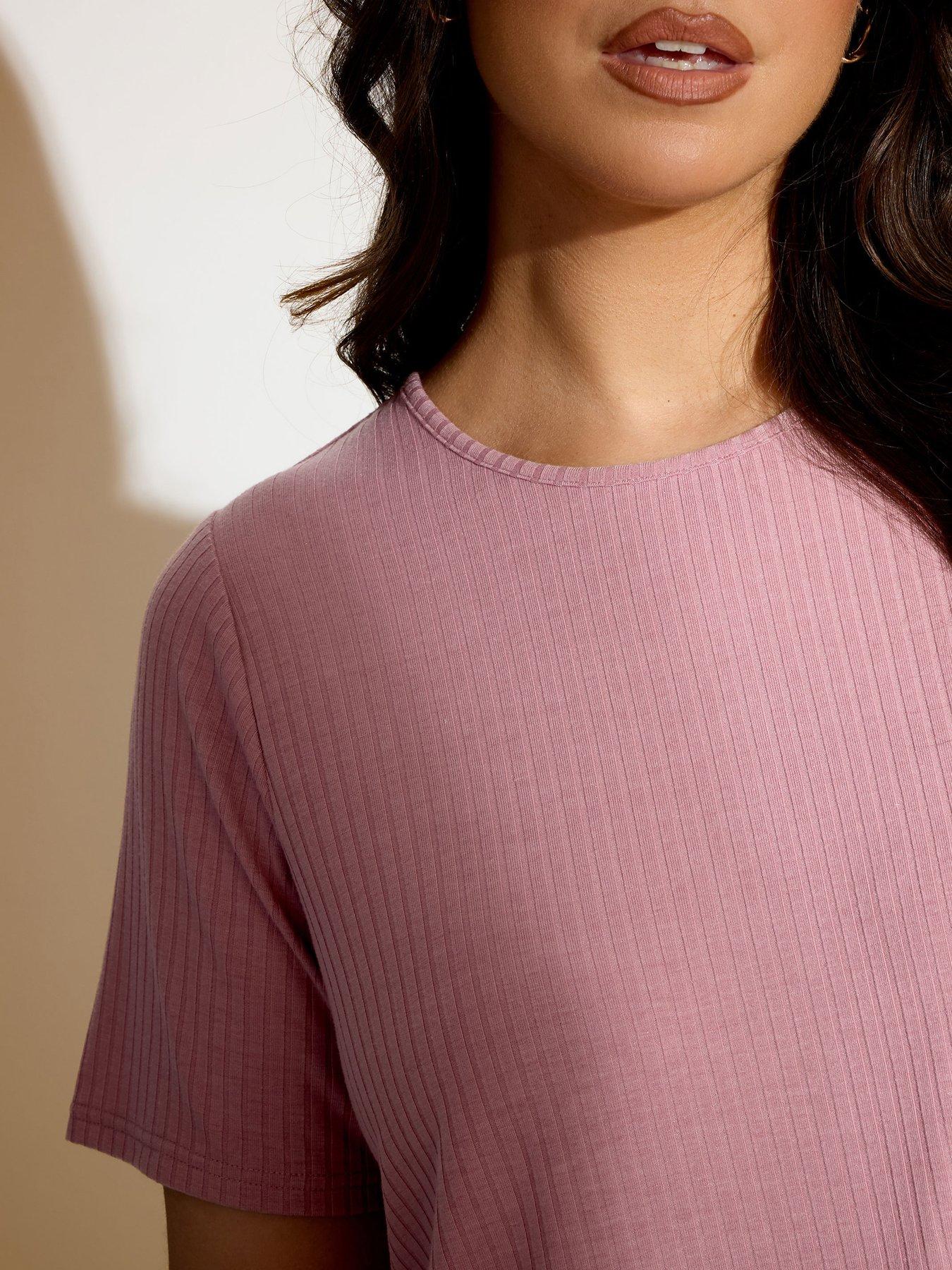  image of yours-curve-rib-swing-t-shirt-pink