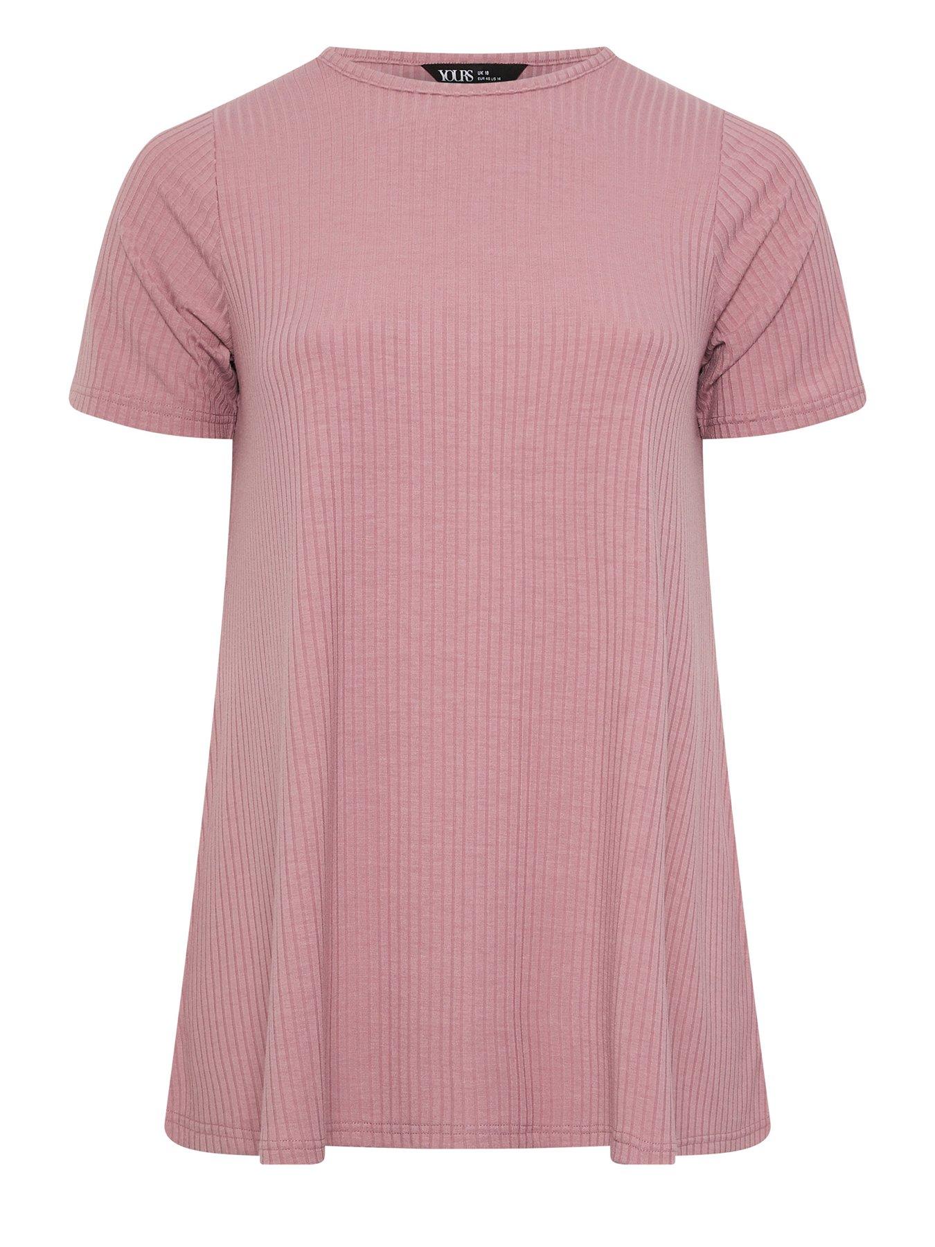  image of yours-curve-rib-swing-t-shirt-pink