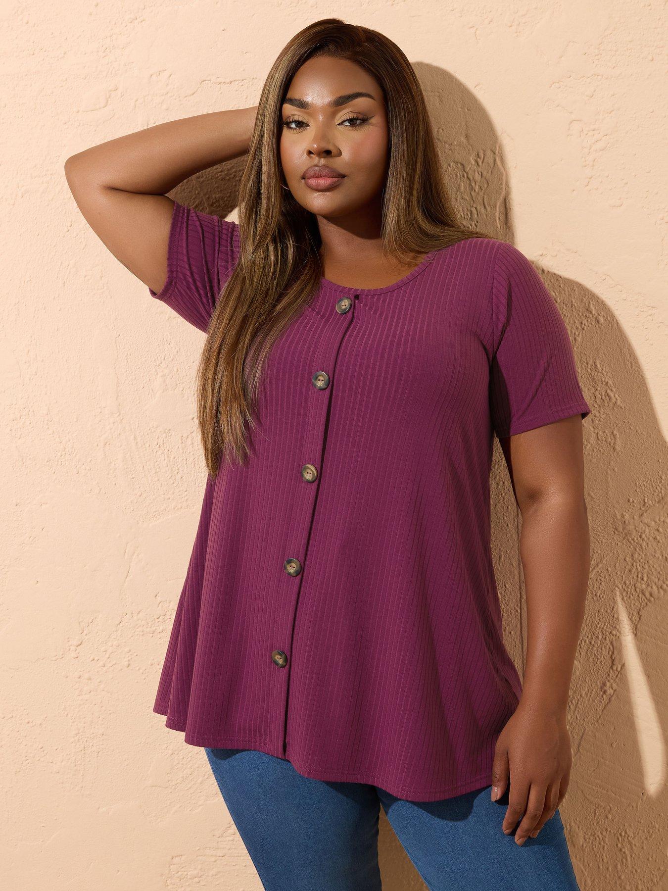undefined Curve Button Rib Swing T-shirt