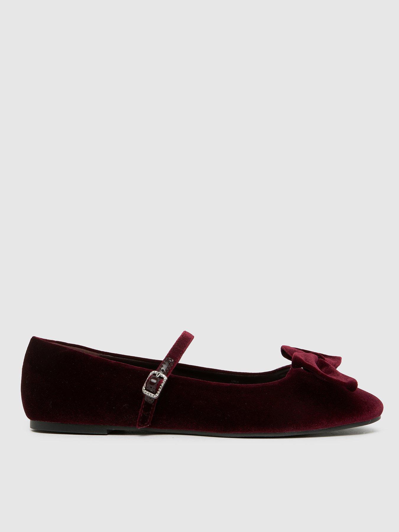 undefined Youth Laffy Velvet Bow Ballerina - Red