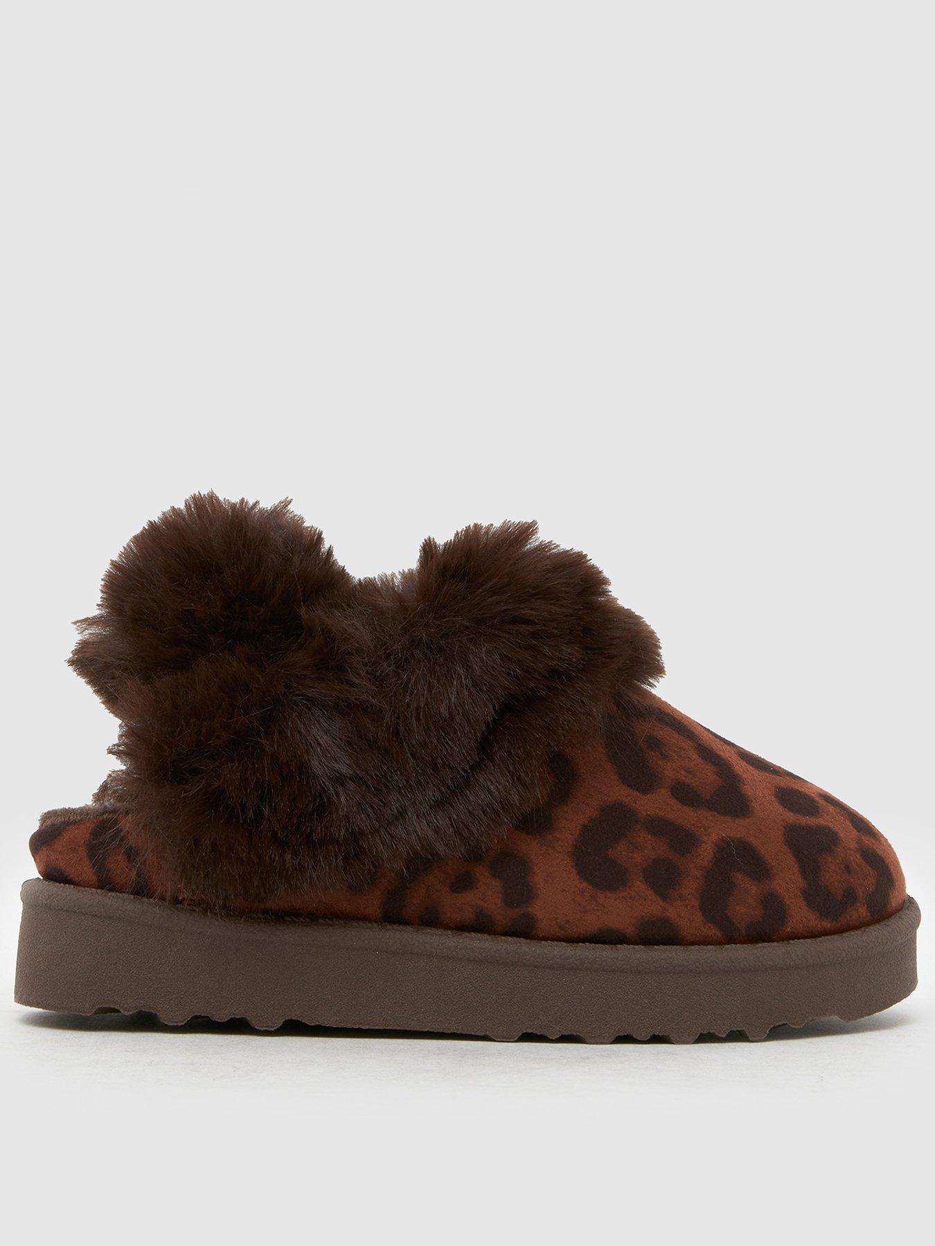  image of schuh-toddler-haven-leopard-print-faux-fur-slipper-brown