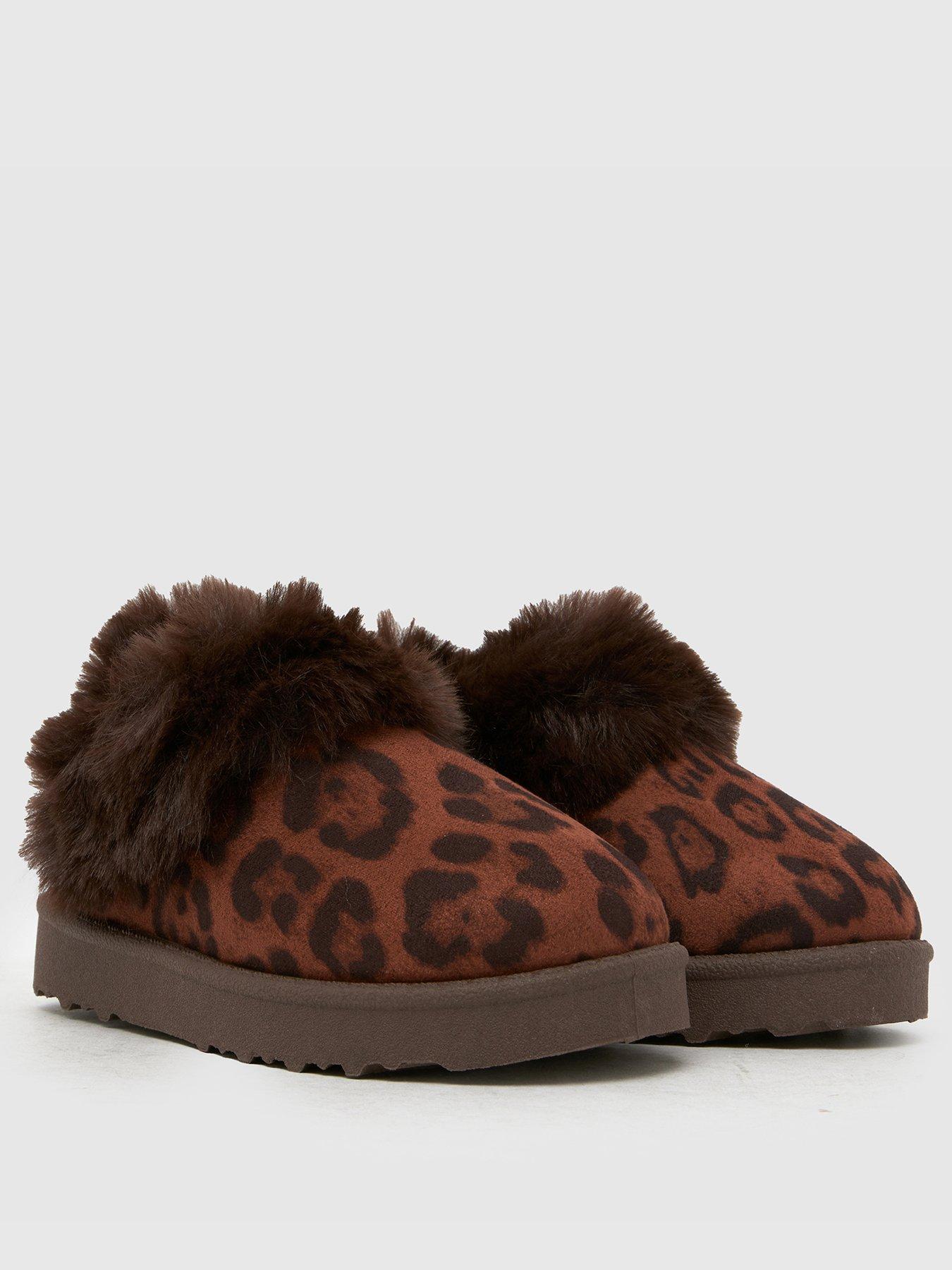  image of schuh-toddler-haven-leopard-print-faux-fur-slipper-brown