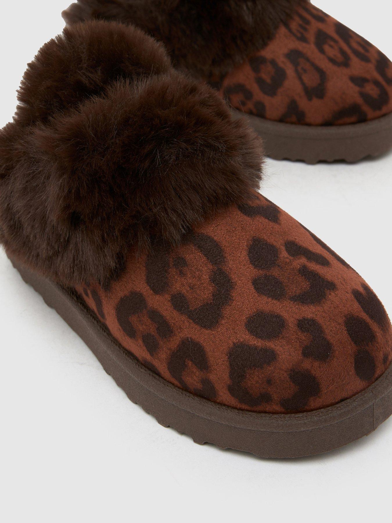  image of schuh-toddler-haven-leopard-print-faux-fur-slipper-brown