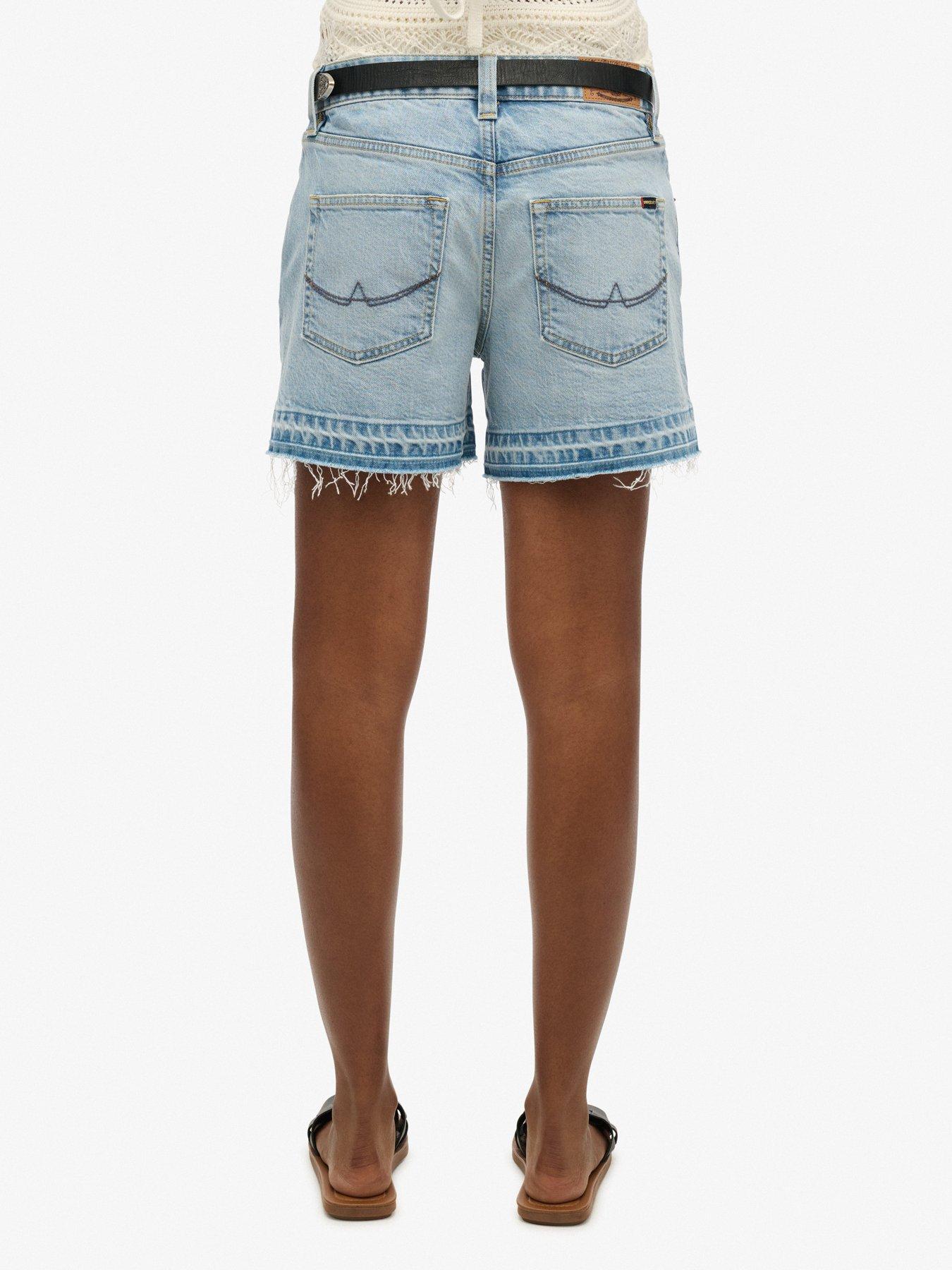 Image 2 of 5 of Superdry Mid Rise Cut Off Shorts - Blue