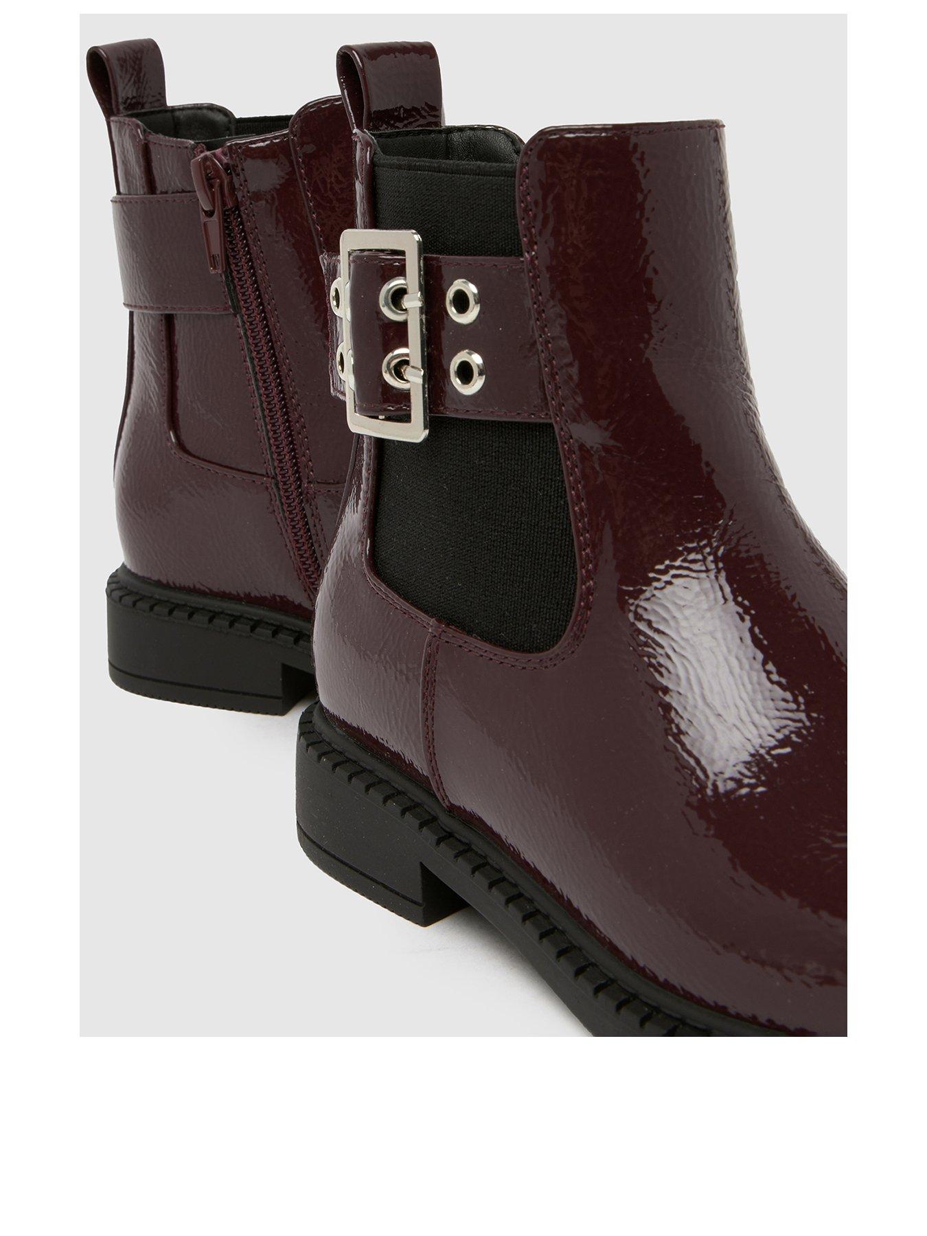 Image 3 of 4 of Schuh Junior Conder Buckle Patent Chelsea Boot&nbsp;- Red