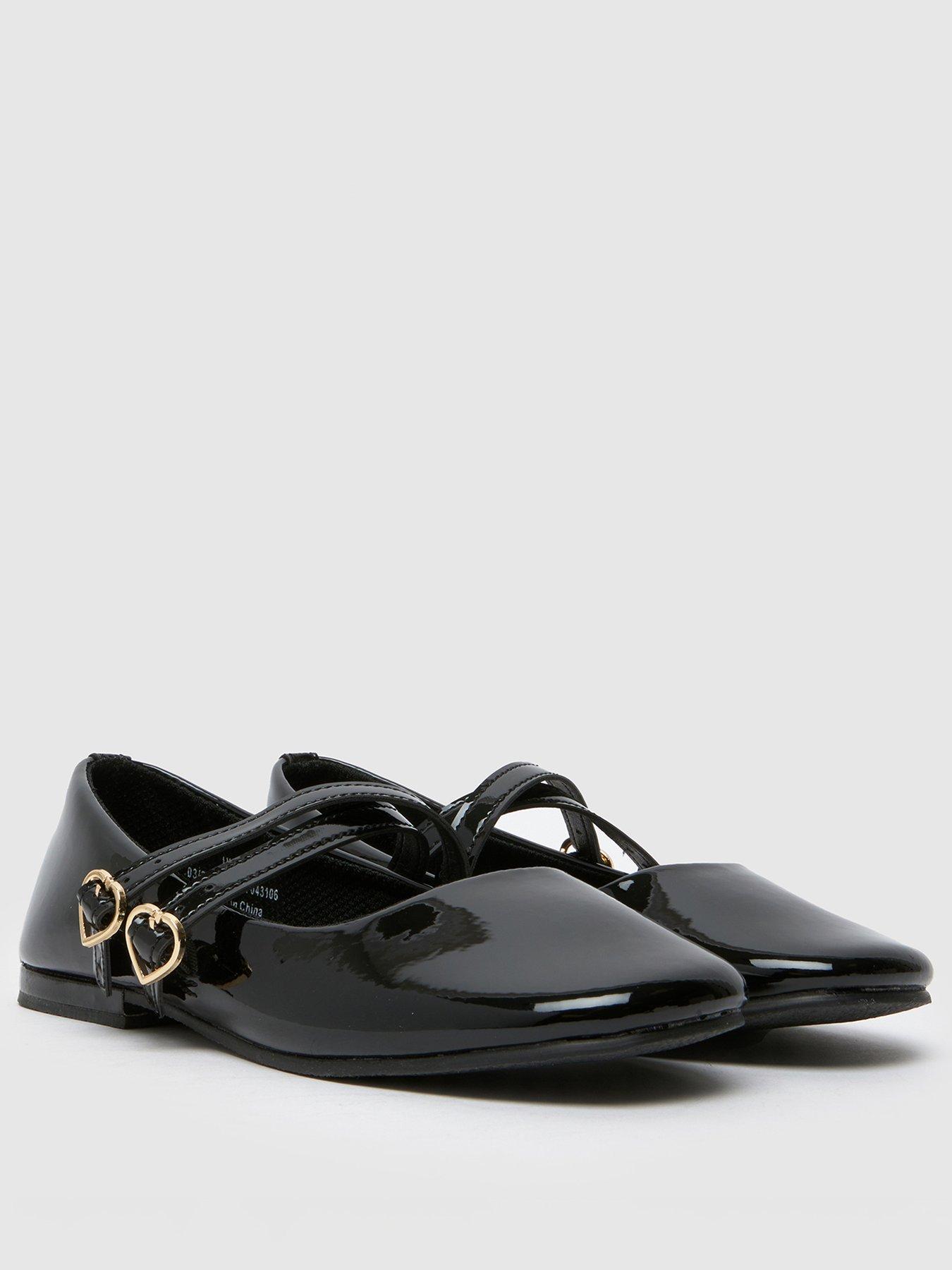 Image 2 of 4 of Schuh Junior Love Patent Heart Ballerina - Black