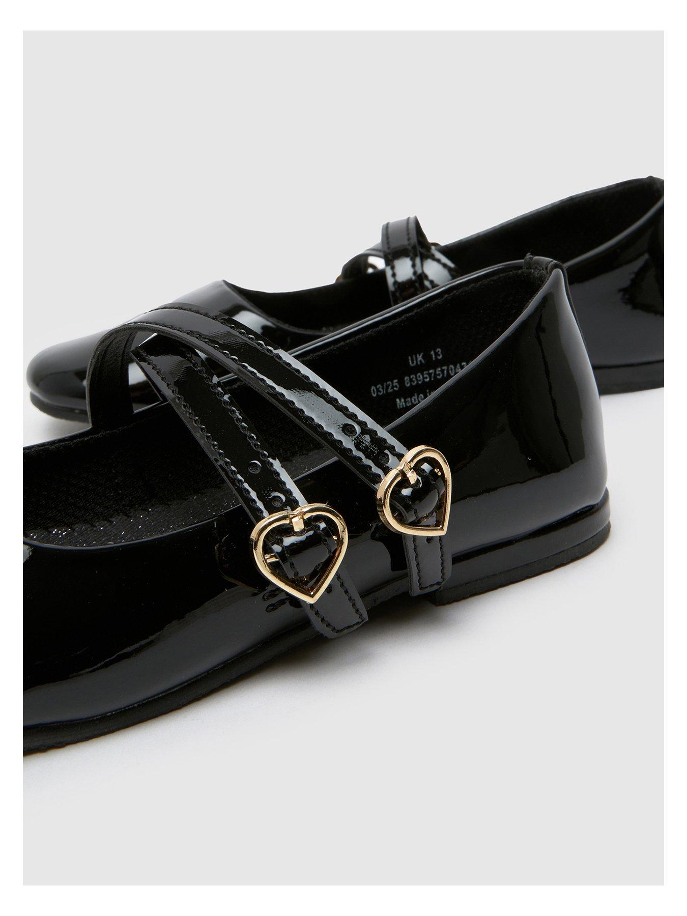 Image 4 of 4 of Schuh Junior Love Patent Heart Ballerina - Black