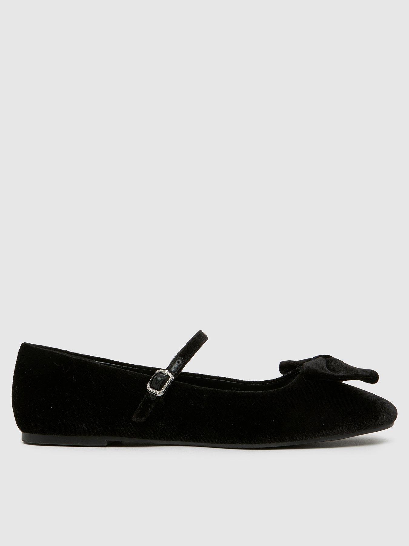 undefined Youth Laffy Velvet Bow Ballerina - Black