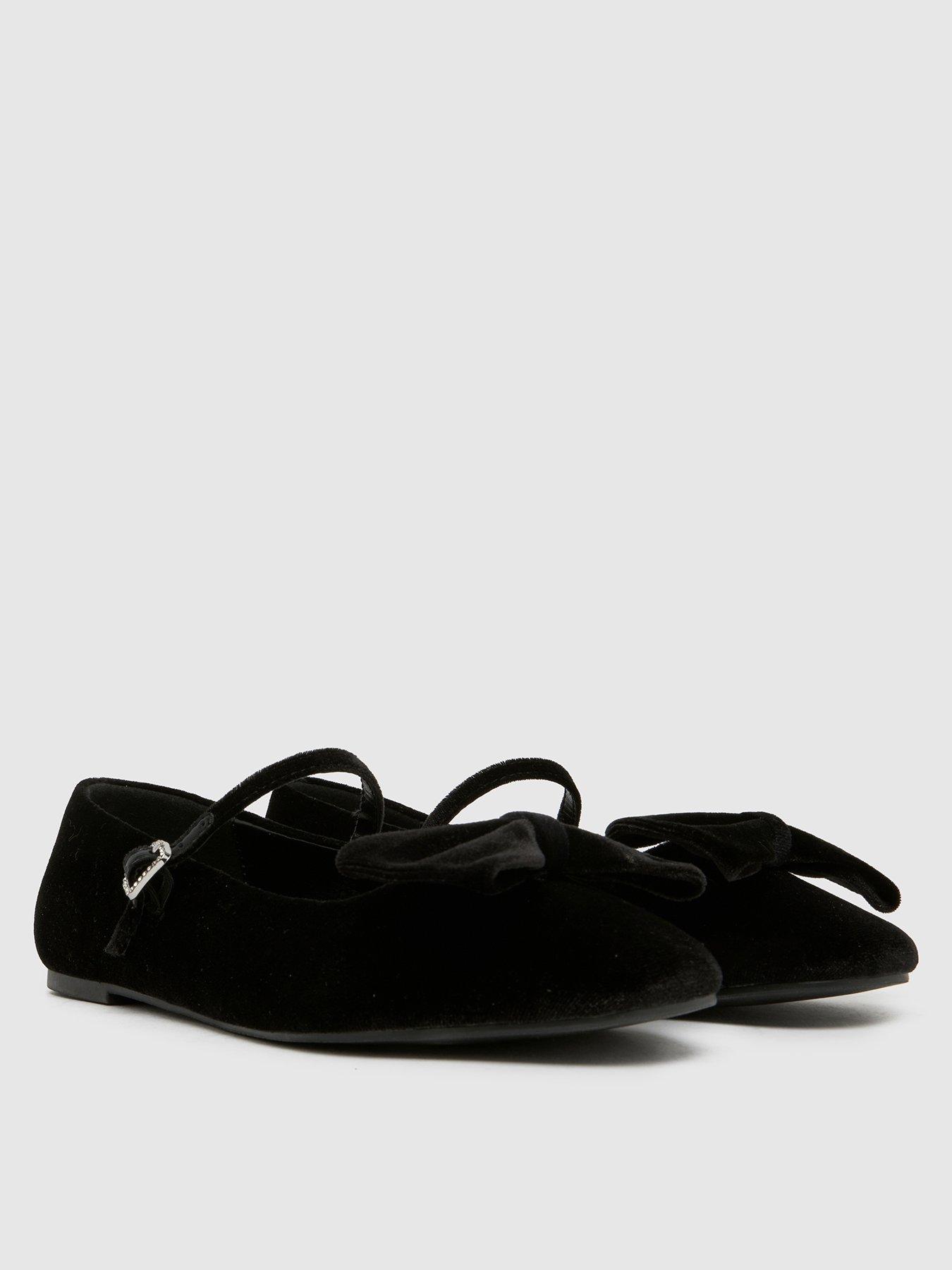 Image 2 of 4 of Schuh Youth Laffy Velvet Bow Ballerina - Black